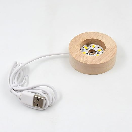 Oblivion 3D Crystal Ball LED Lamp with Radhakrishna Engraved Base - USB Powered Wooden Night Light for Home, Office Desk & Meditation Room Decor - Perfect for Yoga, Spiritual Gifts & Relaxation
