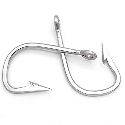 Extra Strong Stainless Steel Saltwater Fishing Hooks - Large Giant Shark, Tuna & Catfish Hooks | Heavy Duty Ocean Fishing Gear for Deep Sea & Offshore Angling