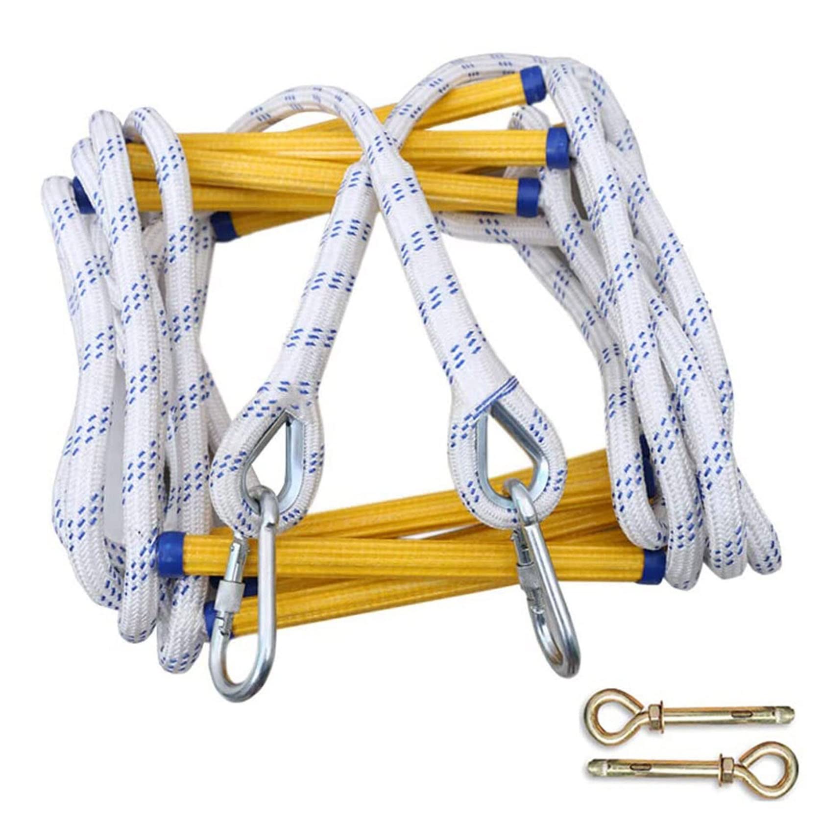 Gaiev 10m/32ft Heavy Duty Rope Ladder with Hooks - Ninja Warrior Obstacle Course Equipment, Home Emergency Escape Ladder for Fire Safety, Kids Playground & Treehouse Access - Durable Climbing Ladder for Indoor/Outdoor Use