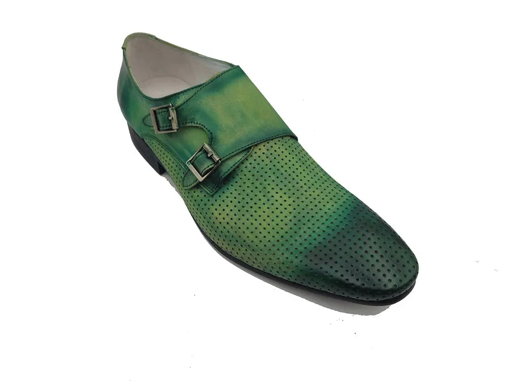 Distressed Leather Double Monk Strap Loafers for Men - Stylish & Comfortable Dress Shoes for Business, Office, and Formal Occasions
