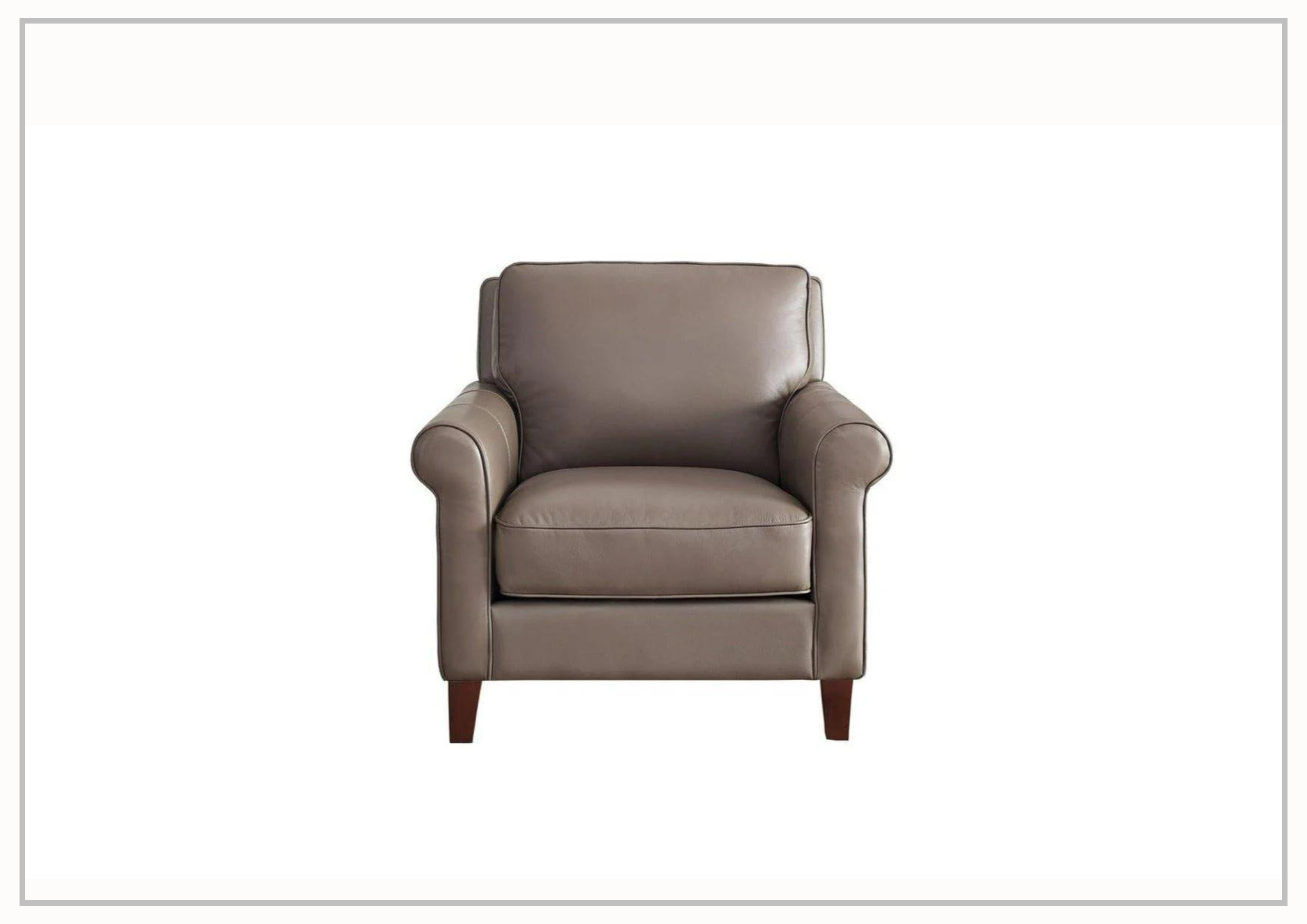 Premium Hydeline Laguna Taupe Brown Leather Armchair with Rolled Arms - Perfect for Living Room, Office & Study