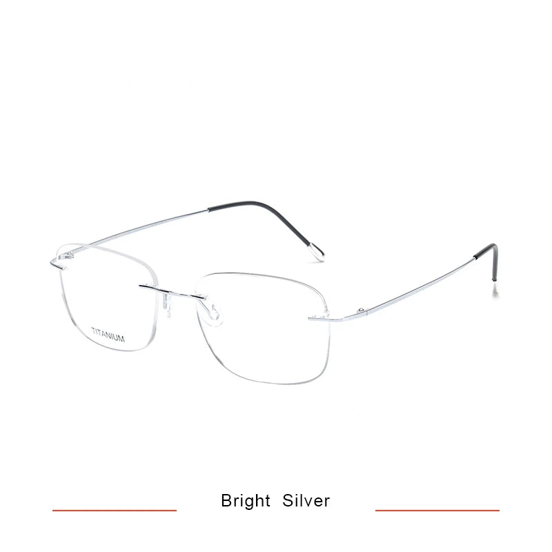 Brightzone Unisex Rimless Oval Square Titanium Eyeglasses 71610 - Lightweight Durable Frame for Reading, Work & Fashion | Blue Light Blocking Glasses for Computer Use & Daily Wear