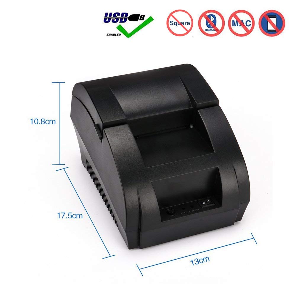 NT 5890K 58mm Thermal Receipt Printer for Retail, Restaurant & POS - Fast & Quiet Printing for Receipts, Labels & Barcodes