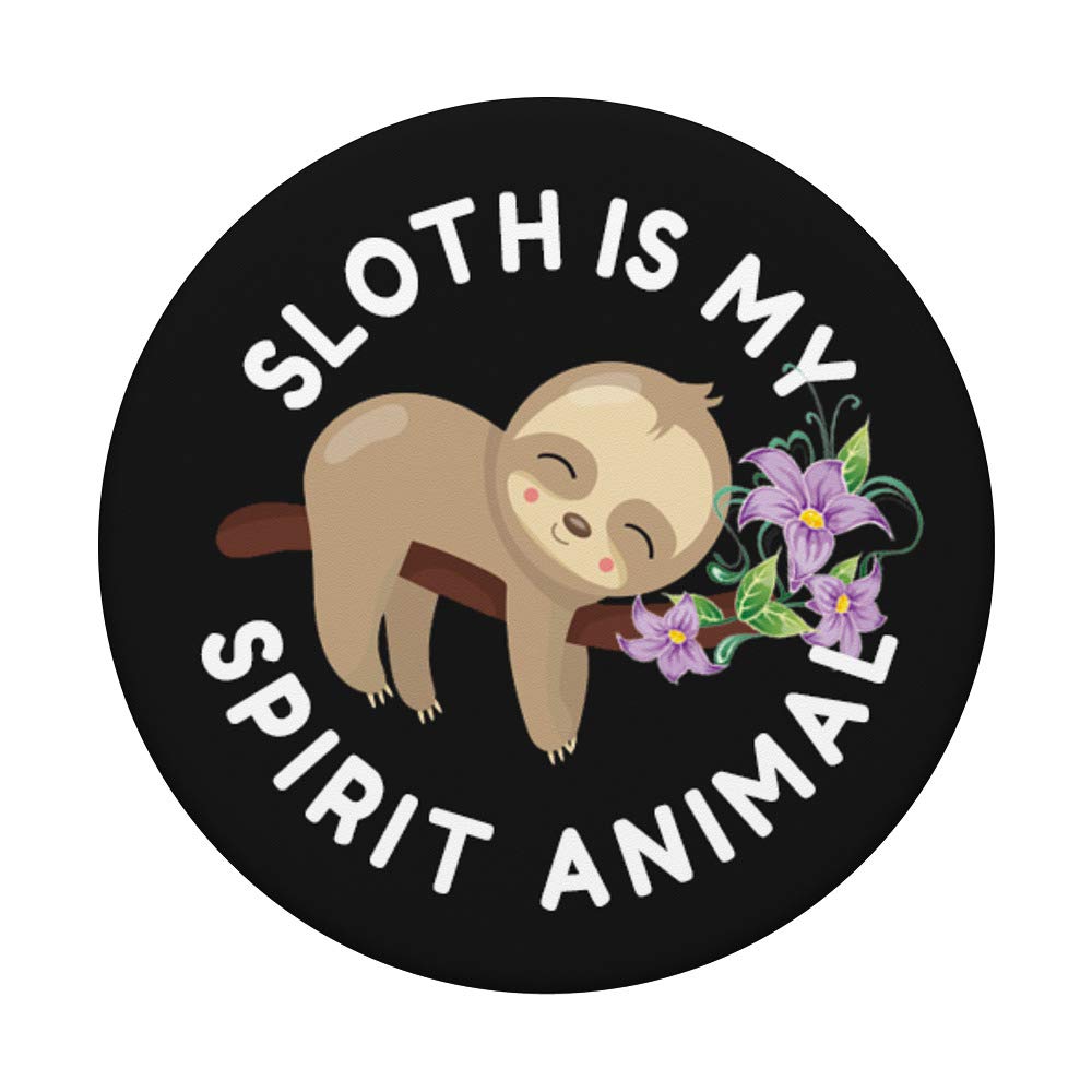 Sloth Spirit Animal Cell Phone Grip Holder - Swappable PopGrip by PopSockets for Secure Phone Handling, Perfect for Travel, Work, and Everyday Use