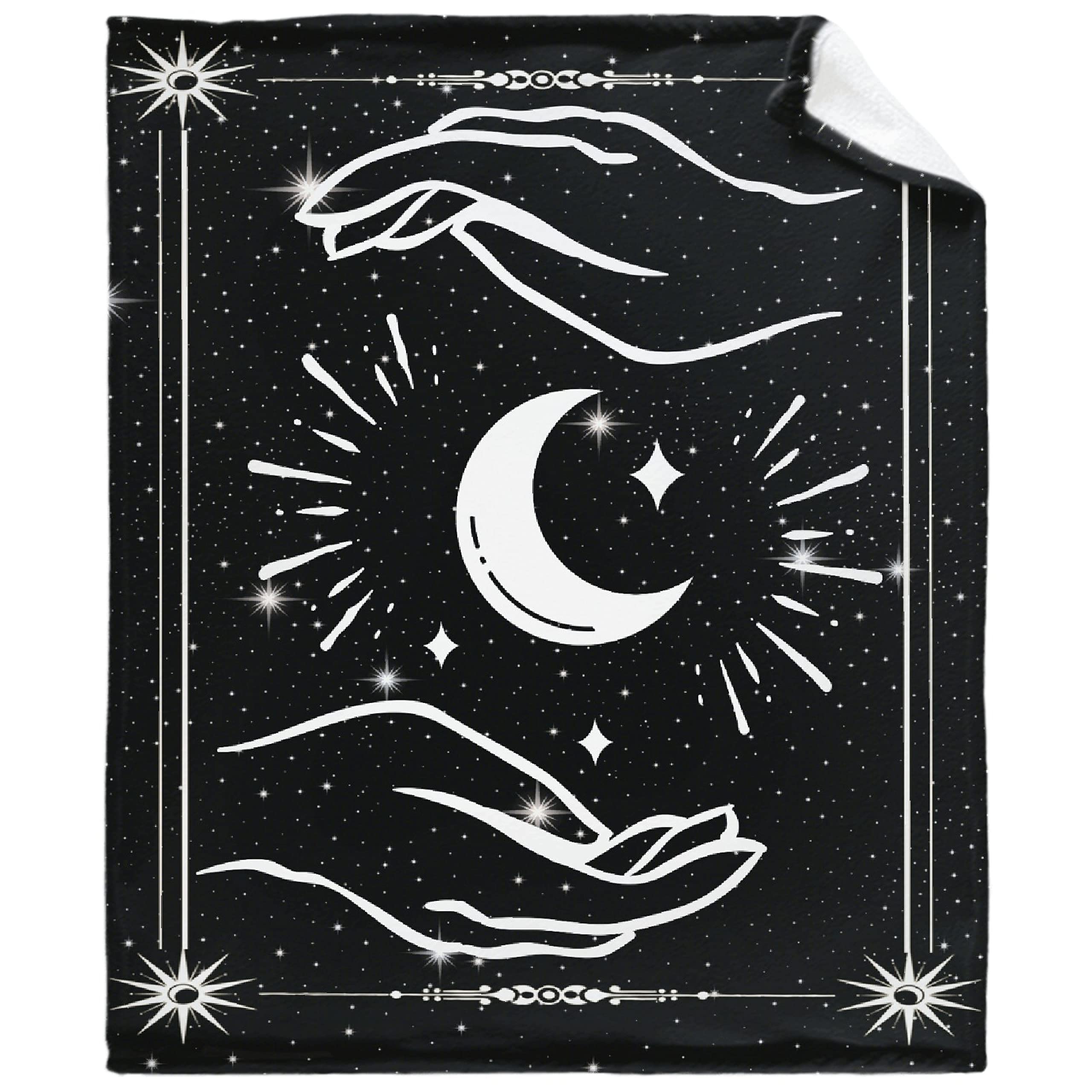 Celestial Astrology Constellation Tarot Card Boho Hippie Sun Moon Star Flannel Blanket - Lightweight Soft Throw 90x120 Inches for Bed, Sofa & Outdoor Picnics - Wiccan, Psychedelic Design for Whole Family