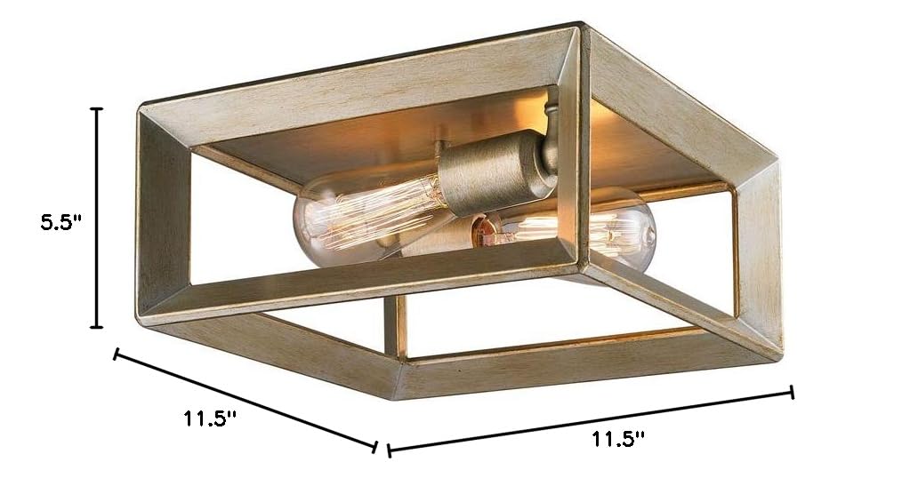 Golden Lighting Smyth Flush Mount Ceiling Light - White Gold Finish - Modern & Elegant Fixture for Bedroom, Living Room, Dining Room, or Hallway