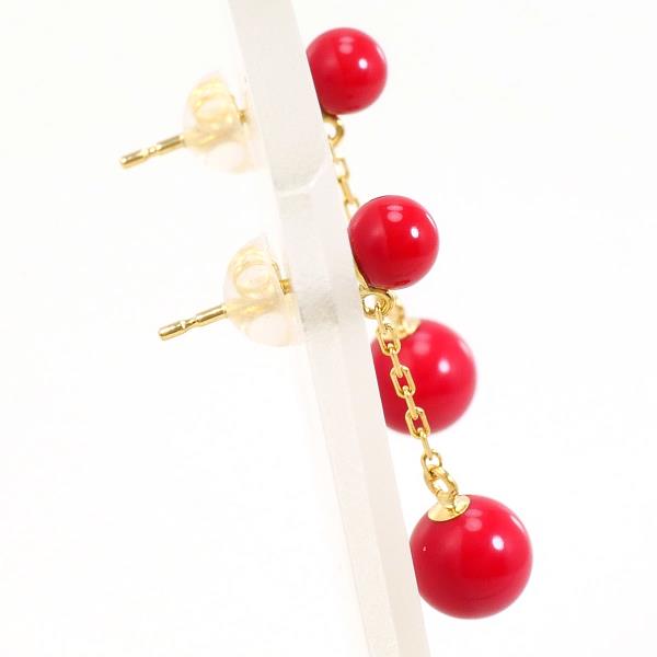 18K Yellow Gold Coral Earrings for Women - Elegant Handmade Dangle Earrings for Wedding, Party & Special Occasions