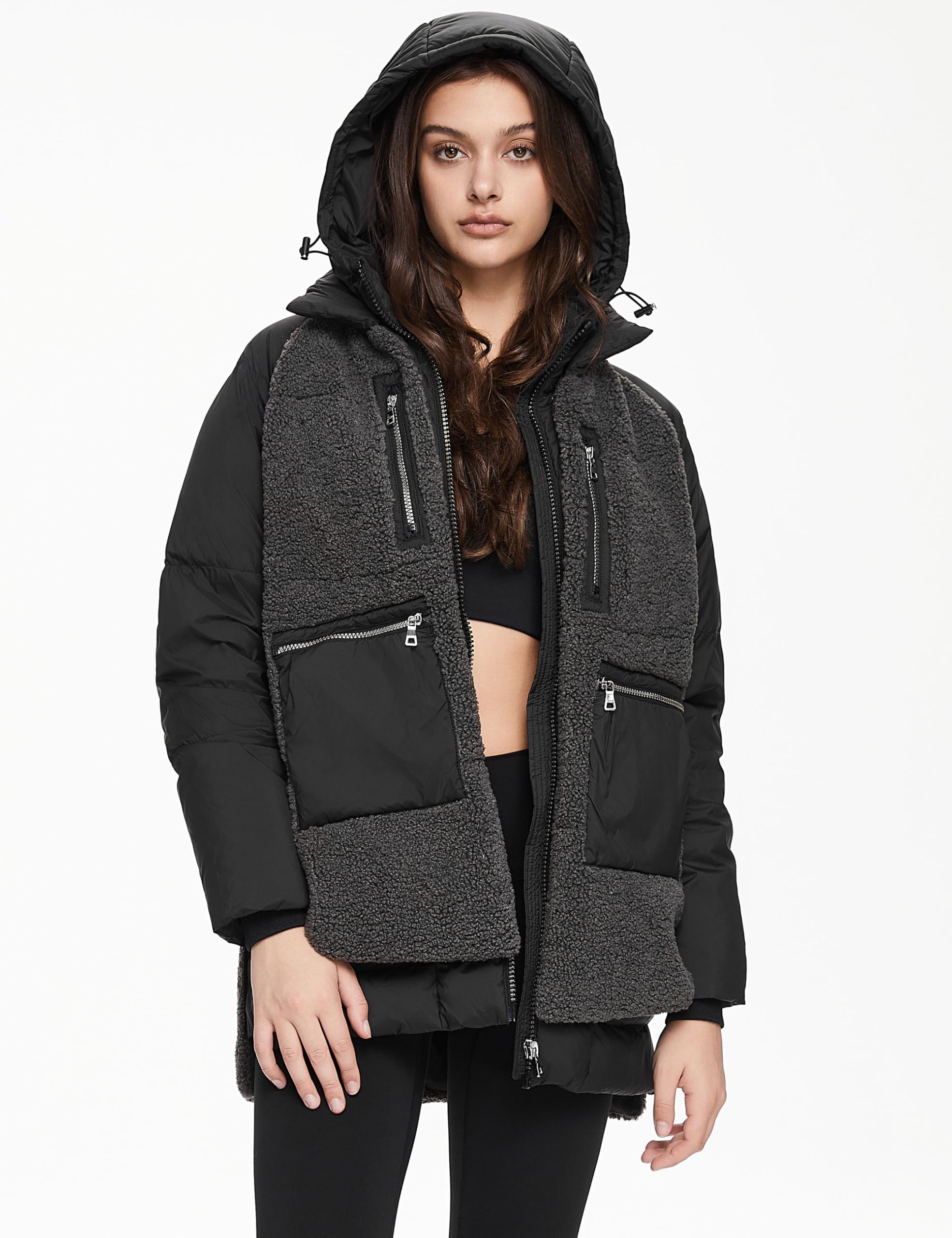 Orolay Women's Thickened Winter Down Coat - Windproof Hooded Puffer Jacket with 6 Pockets for Outdoor Activities, Skiing & Cold Weather Protection