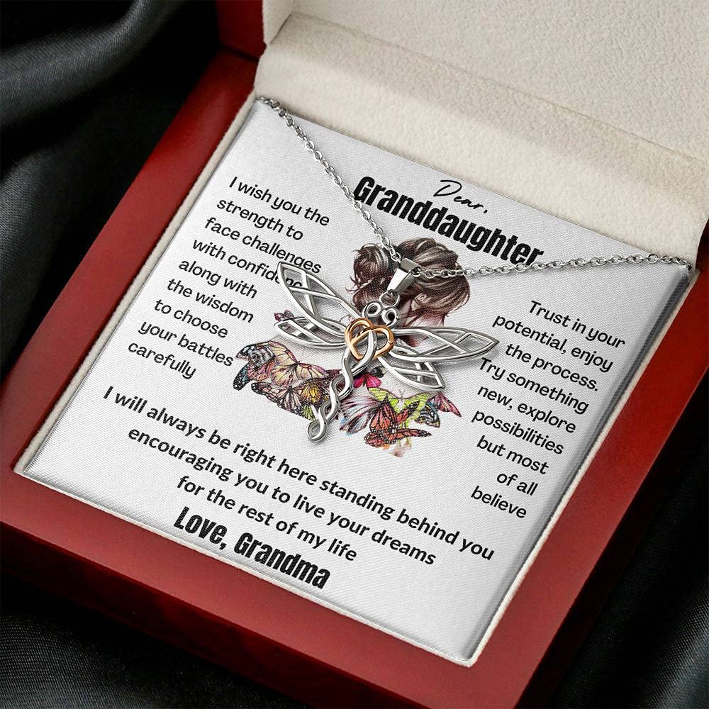 WISHICIOUS Granddaughter Necklace - Heartfelt Gift from Grandma for Birthday, Graduation & Christmas | Elegant Jewelry for Granddaughters to Cherish | Perfect for Special Occasions & Family Bonding