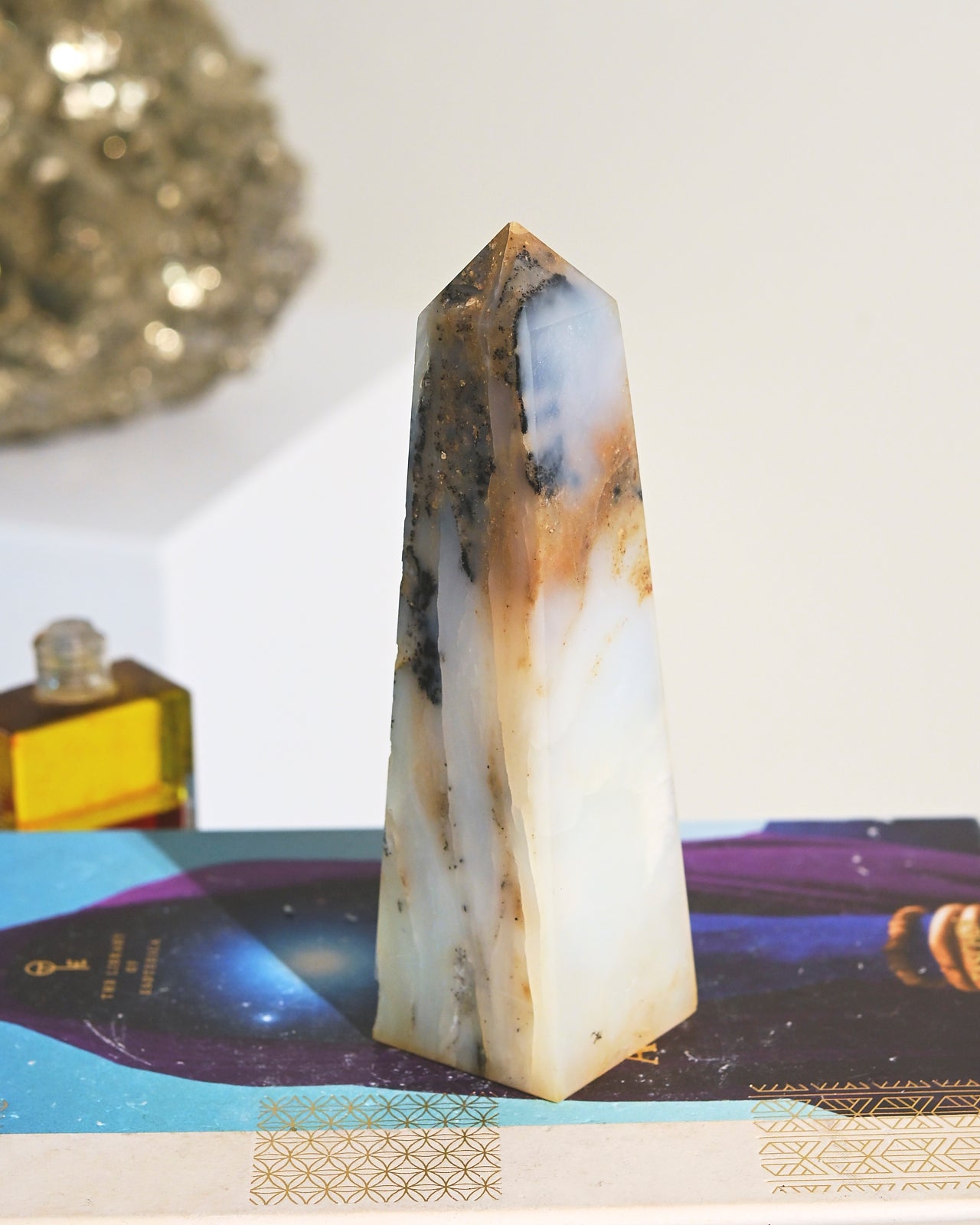 Peruvian Blue Opal Crystal Tower - 6 Inch Healing Stone for Meditation, Reiki, and Home Decor | Natural Energy Generator & Spiritual Gift