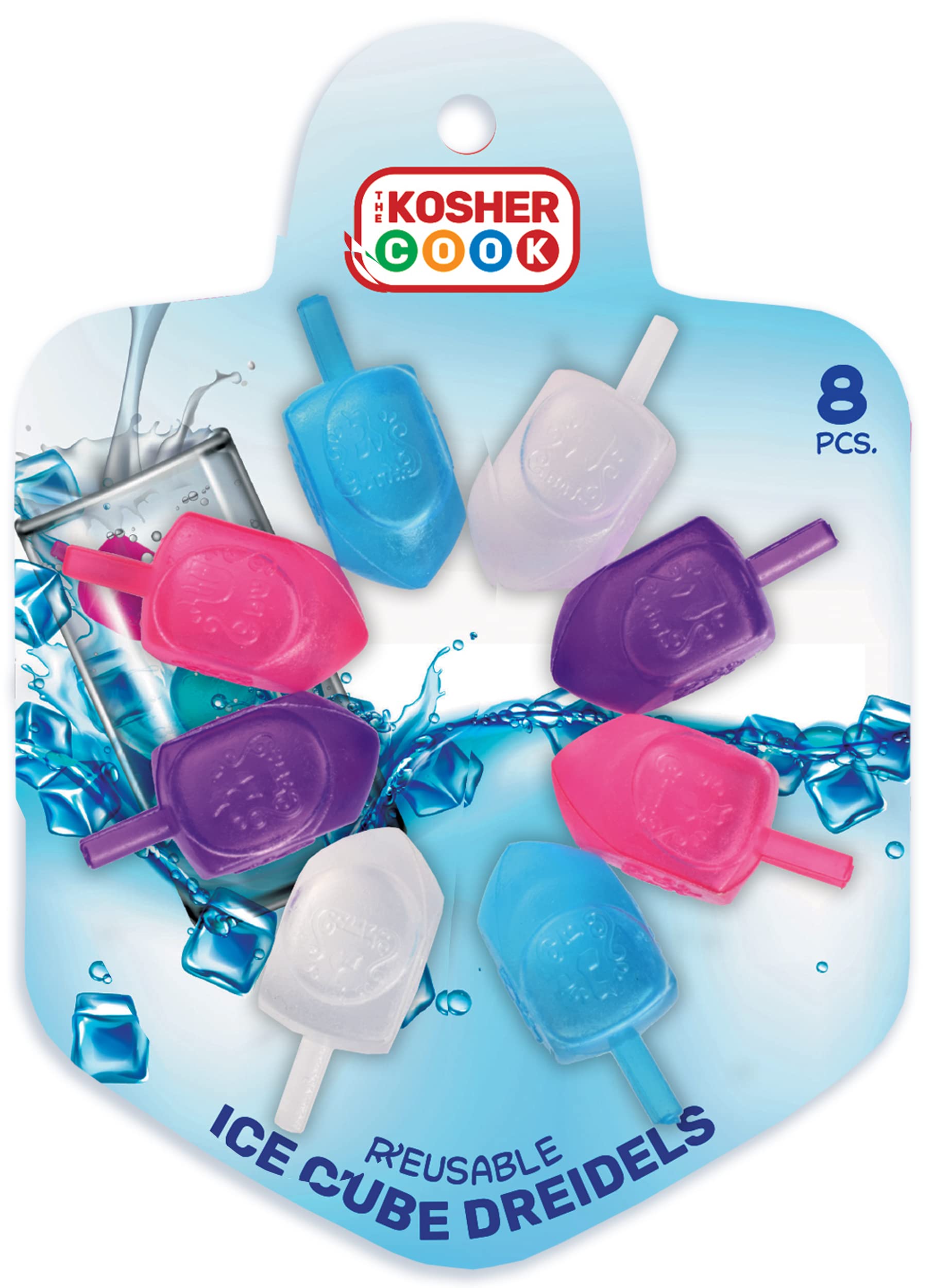 Dreidel Shaped Reusable Ice Cubes - 8 Pack Food Grade Freezer Safe Silicone Ice Cubes for Hanukkah Celebrations | Perfect for Cocktails, Drinks & Holiday Parties