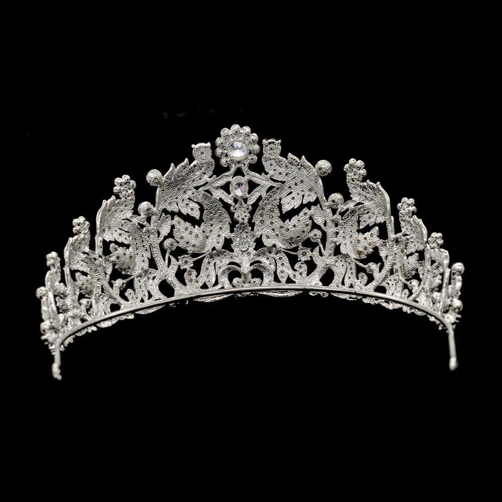 Austrian Crystal Wedding Tiara - Elegant Bridal Royal Leaves Diadem JHA8318 for Bride, Princess, or Prom - Perfect for Weddings, Pageants, and Special Occasions