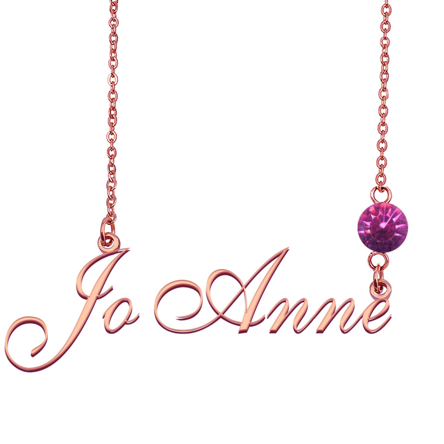 LikeFun Personalized Custom Birthstone Nameplate Necklace for Women & Girls - Perfect Gift for Birthday, Anniversary & Mother's Day