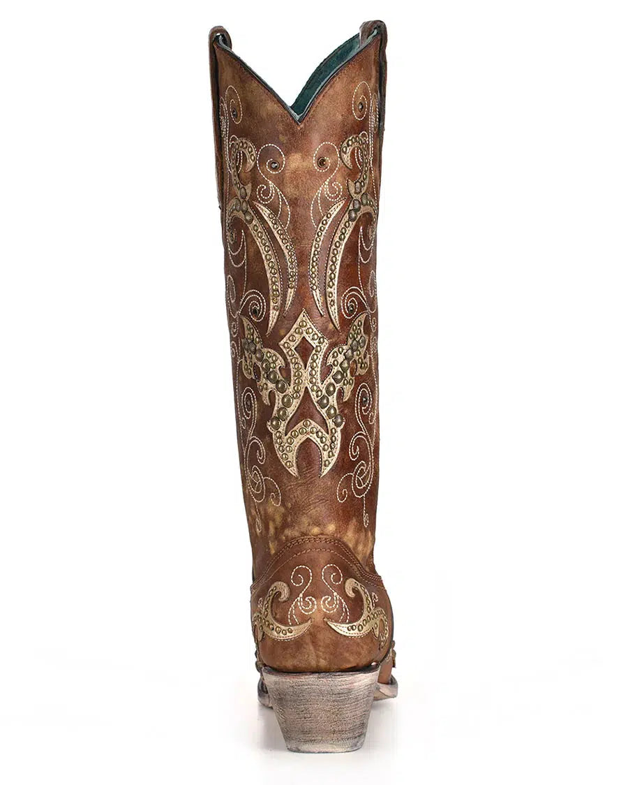 A3638 Women's Corral Brown Western Cowgirl Leather Tall Boots - Perfect for Rodeo, Country Dancing & Cowgirl Fashion
