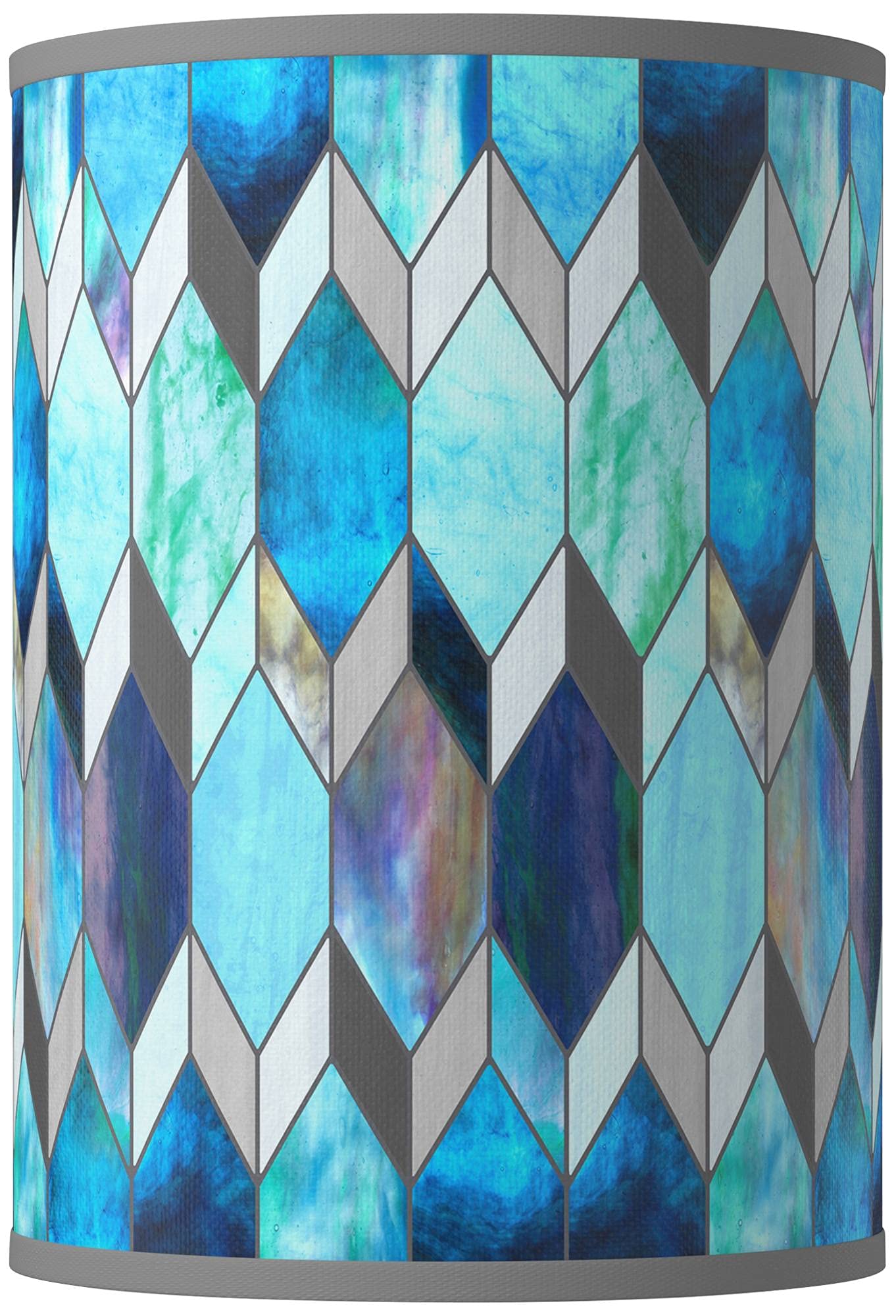 Blue Tiffany Style Cylinder Hardback Giclee Print Lamp Shade - 8