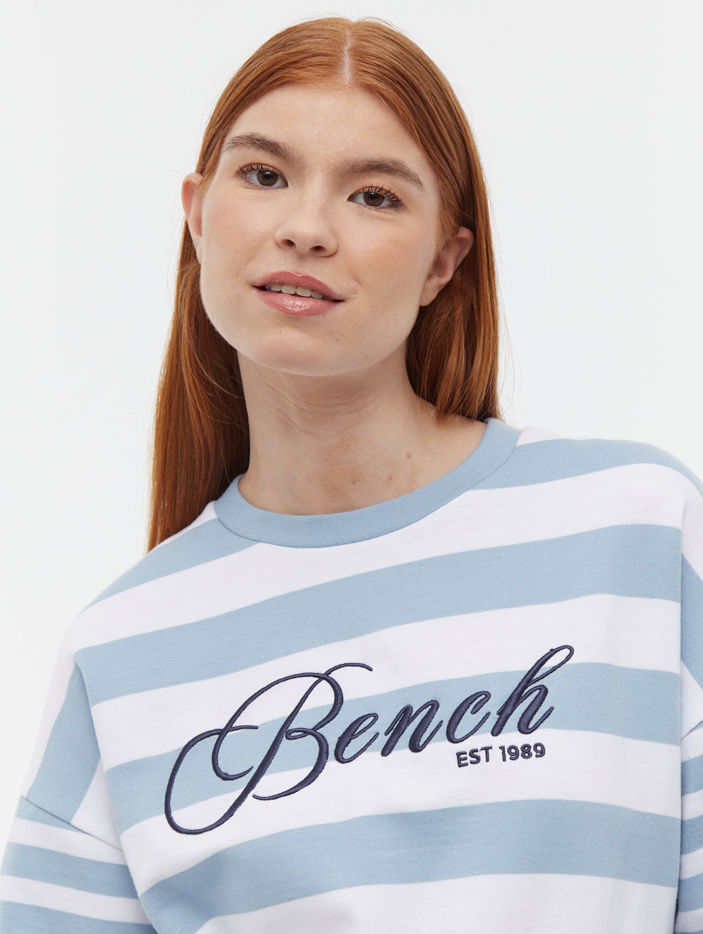 Hanneli Striped Crew Neck Sweatshirt for Women - Soft Cotton Casual Pullover - Perfect for Fall Outfits, Weekend Wear & Cozy Loungewear