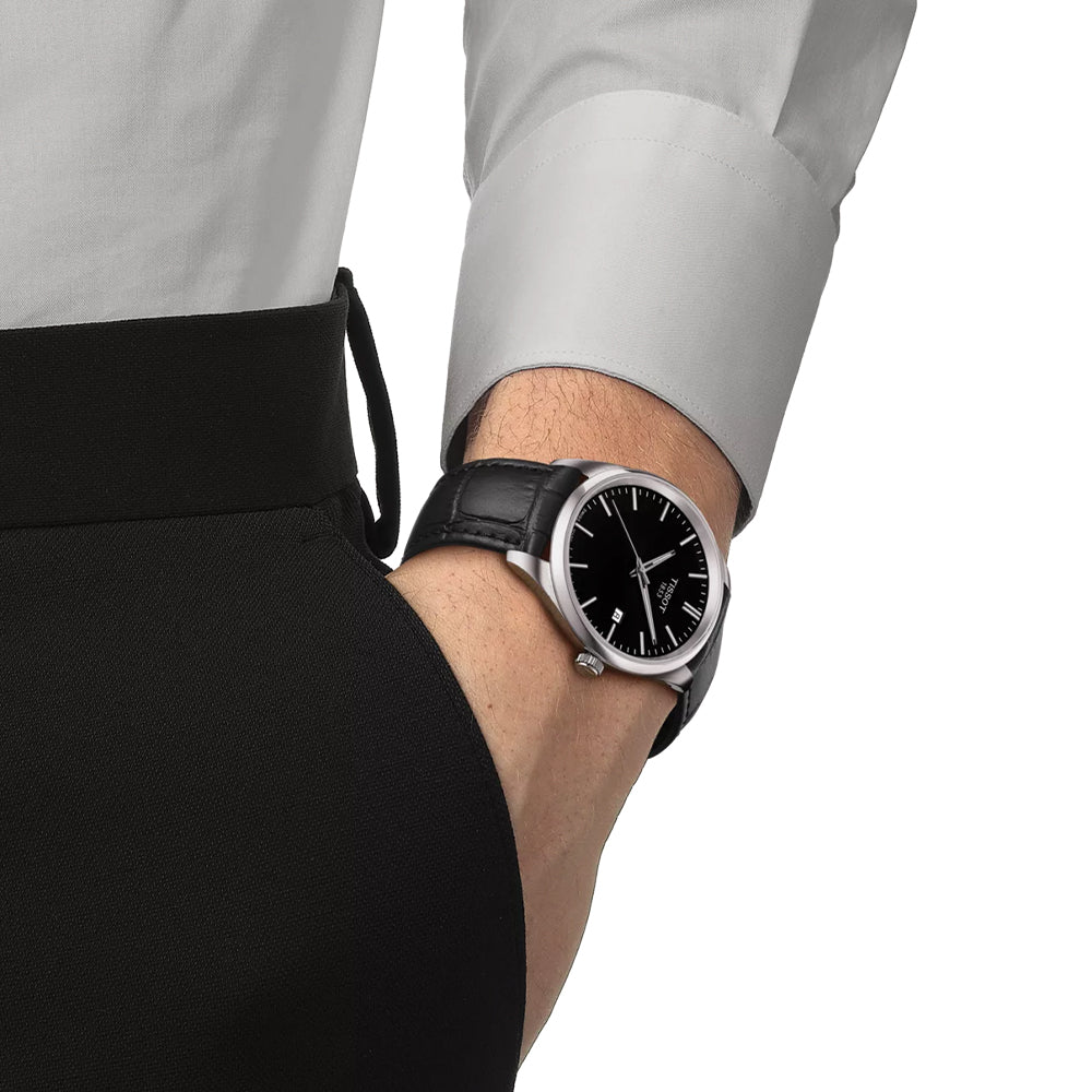 PR 100 Quartz 40mm Black Leather Strap Watch for Men - Stylish Dress & Casual Wear for Business, Office & Everyday Use