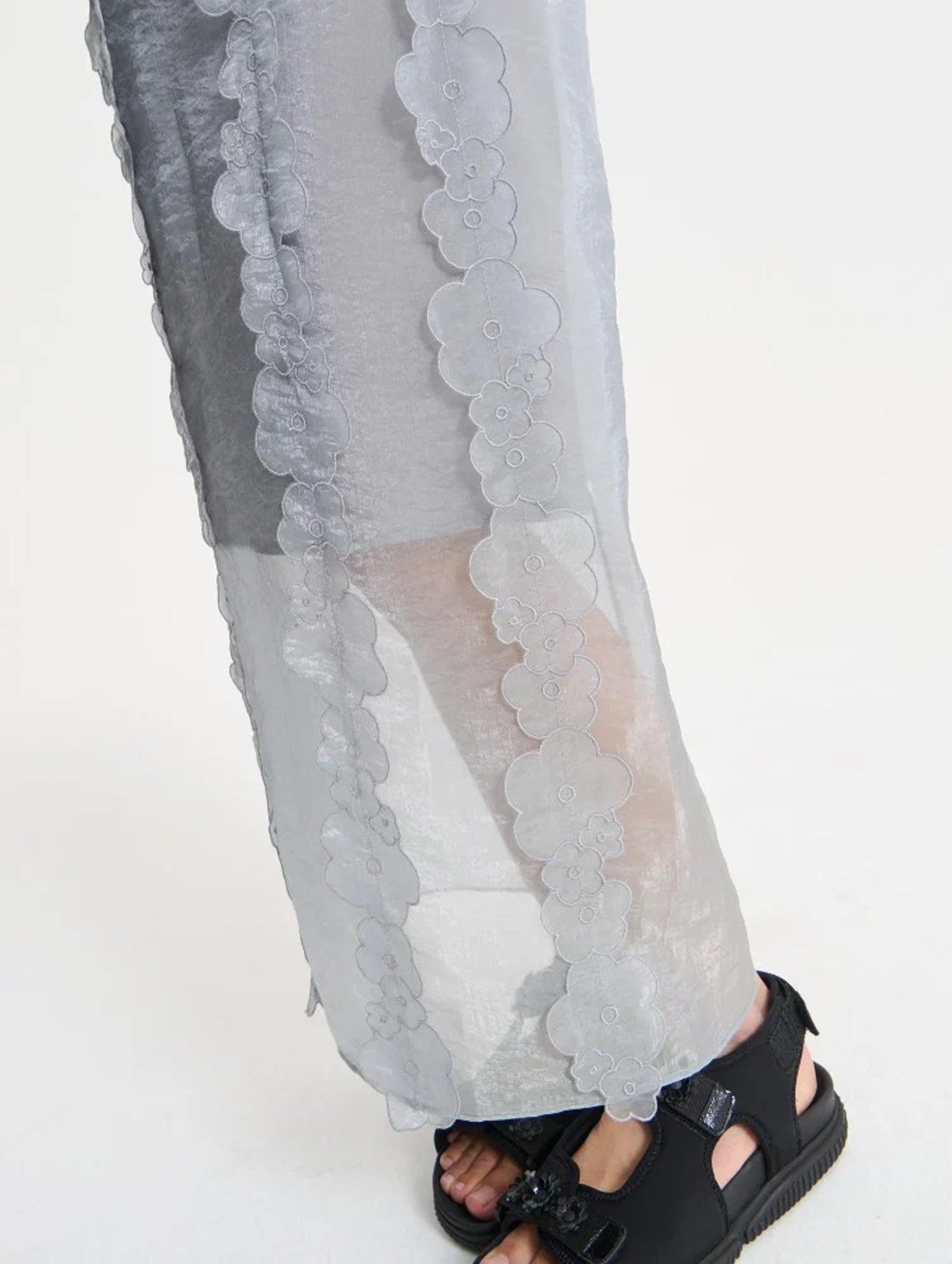 Olympia Floral Skirt for Women - Grey Floral Print Midi Skirt with Elastic Waist | Perfect for Summer, Beach Vacations & Casual Outings