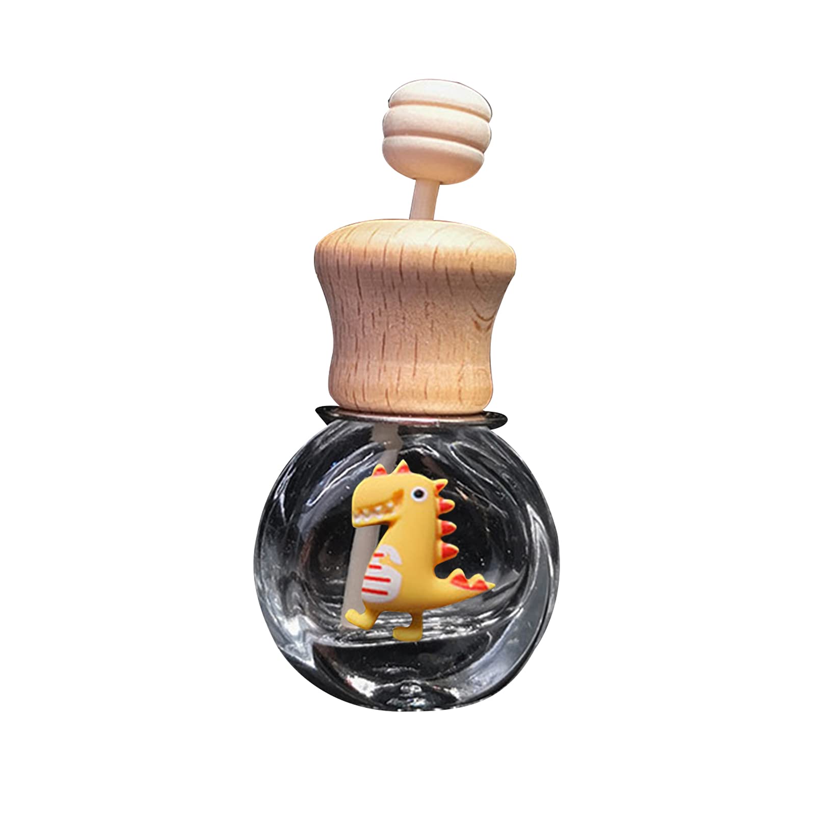 Dinosaur Car Air Freshener Set - Glass Bottle Shape with Wood Lid, Easy to Install Vent Clip Car Perfume Diffuser - Perfect for Cars, Trucks & SUVs to Keep Your Vehicle Smelling Fresh