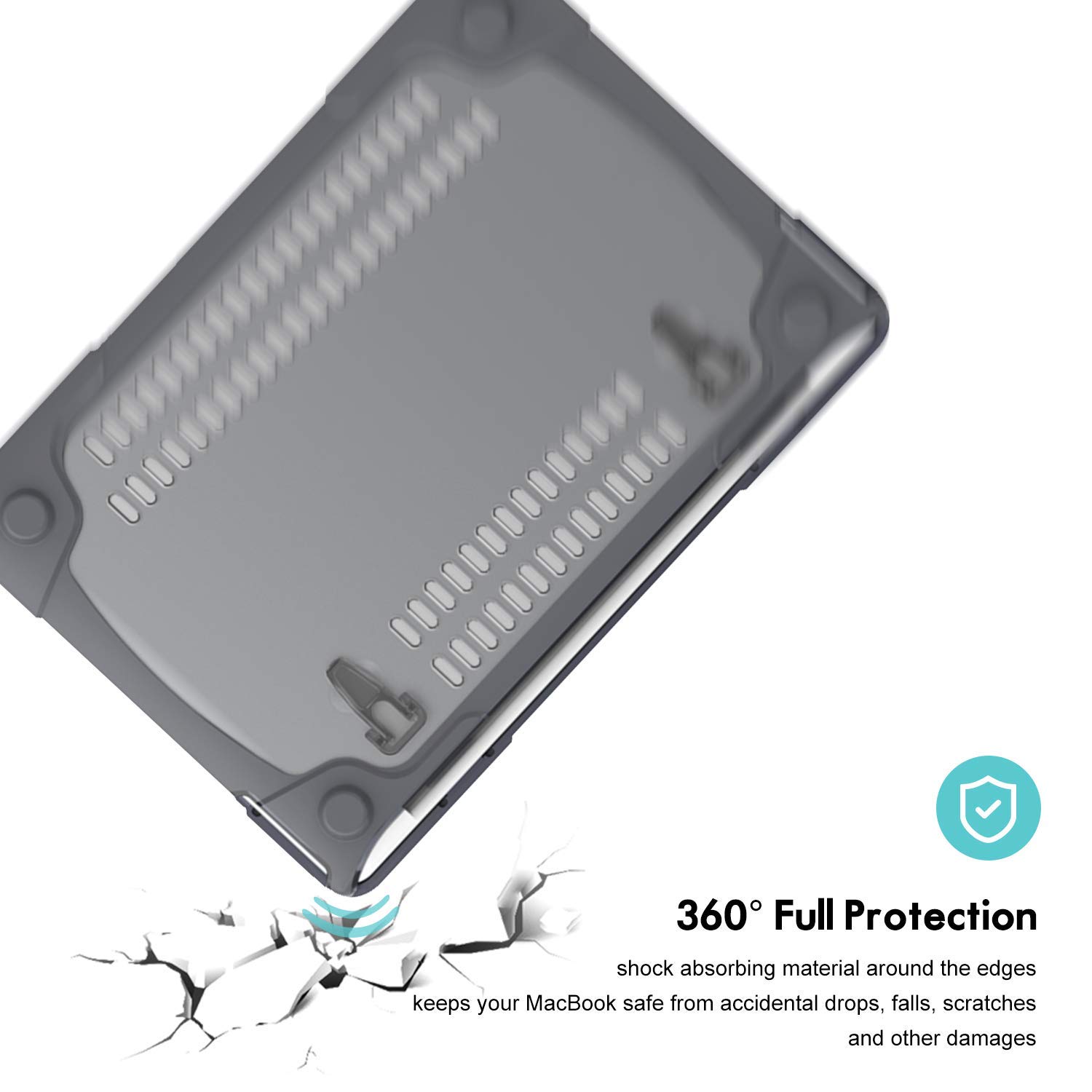 ProCase Heavy Duty Protective Case for MacBook Air 13 Inch (2020/2019/2018) with 2-Pack Screen Protectors - Shockproof Cover for MacBook Air 13 & Pro 13 | Perfect for Travel, Office & School Use