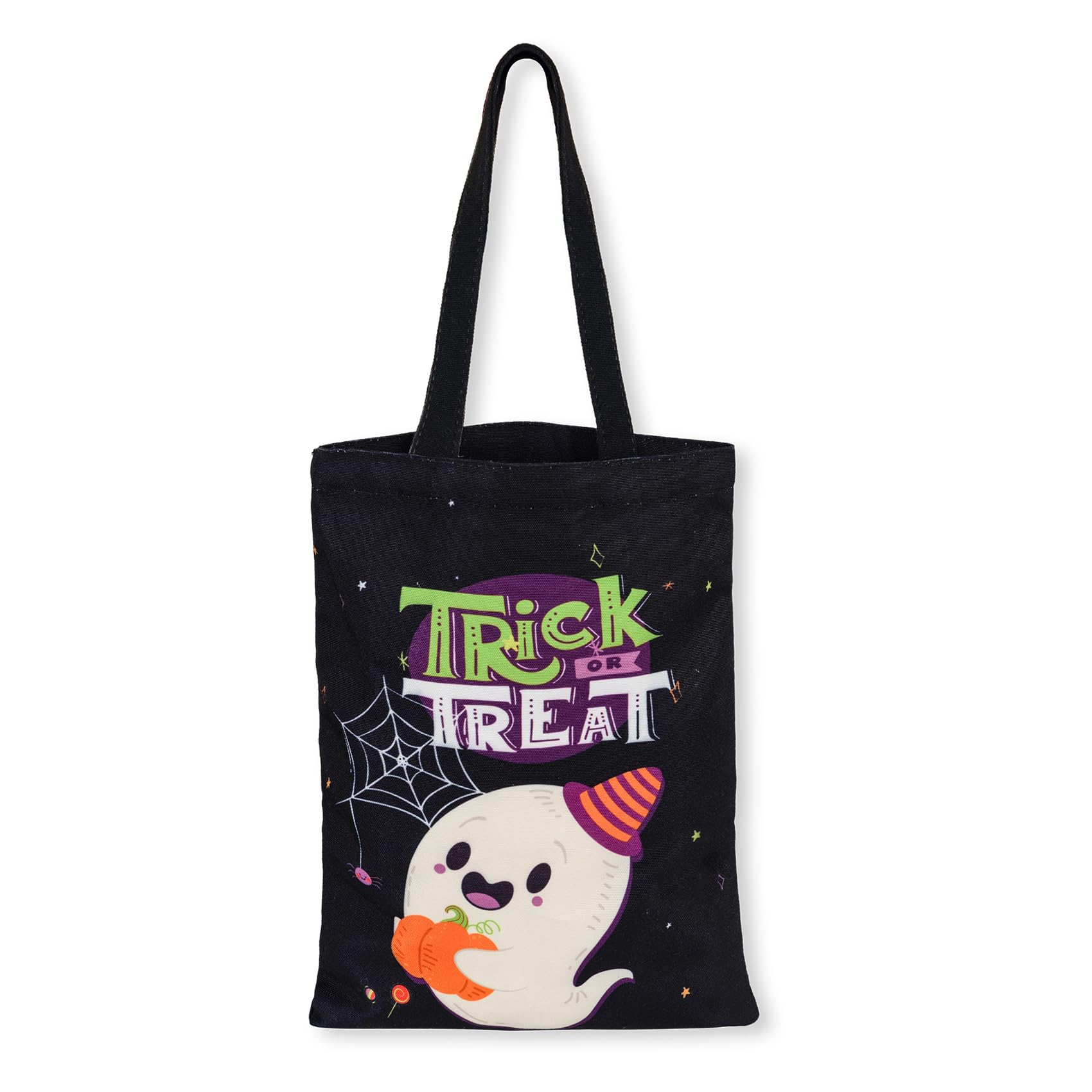 ATFUNSHOP Halloween Trick or Treat Bags - 15.7 Inch Large Reusable Ghost Canvas Tote Bucket for Kids - Perfect for Candy Collection, Halloween Parties & Festive Decorations