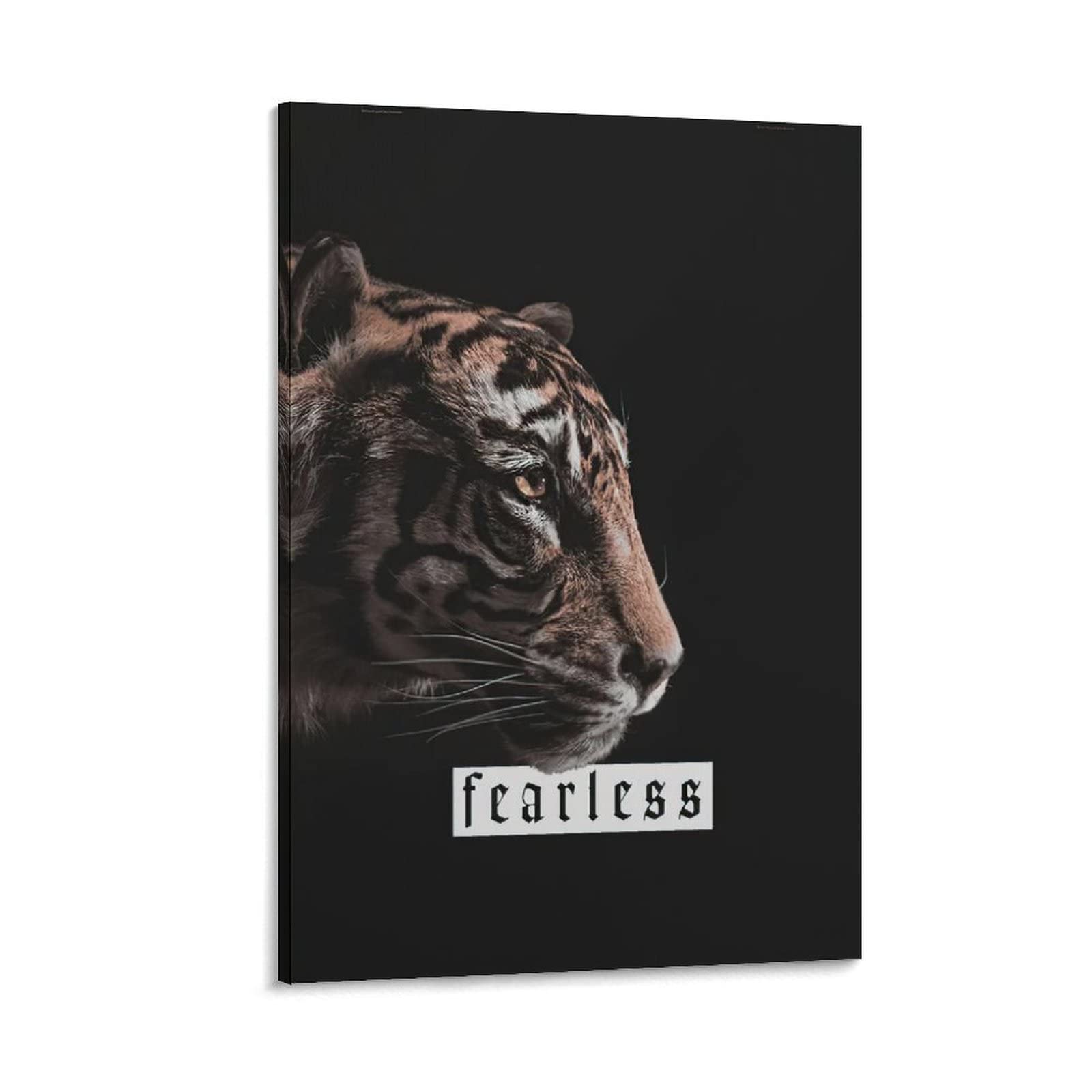 Fearless Tiger Motivational Quote Wall Art - Inspirational Office & Home Decor - Framed Canvas Painting for Bedroom, Living Room & Workspace - Perfect Entrepreneur Gift for Home Office & Business Spaces