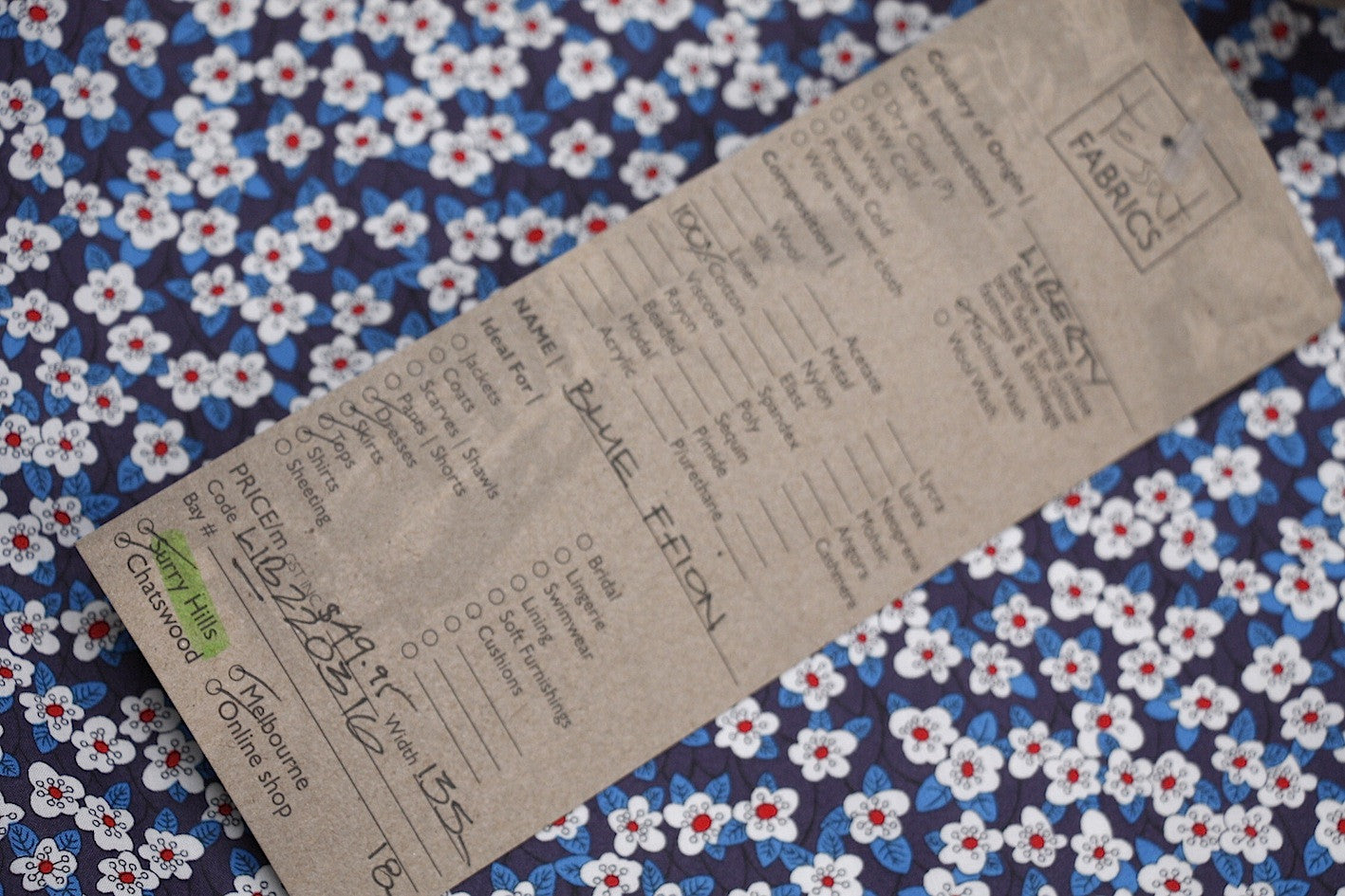 Blue Ffion Liberty Of London Floral Print Fabric - Perfect for DIY Crafts, Home Decor & Fashion Accessories