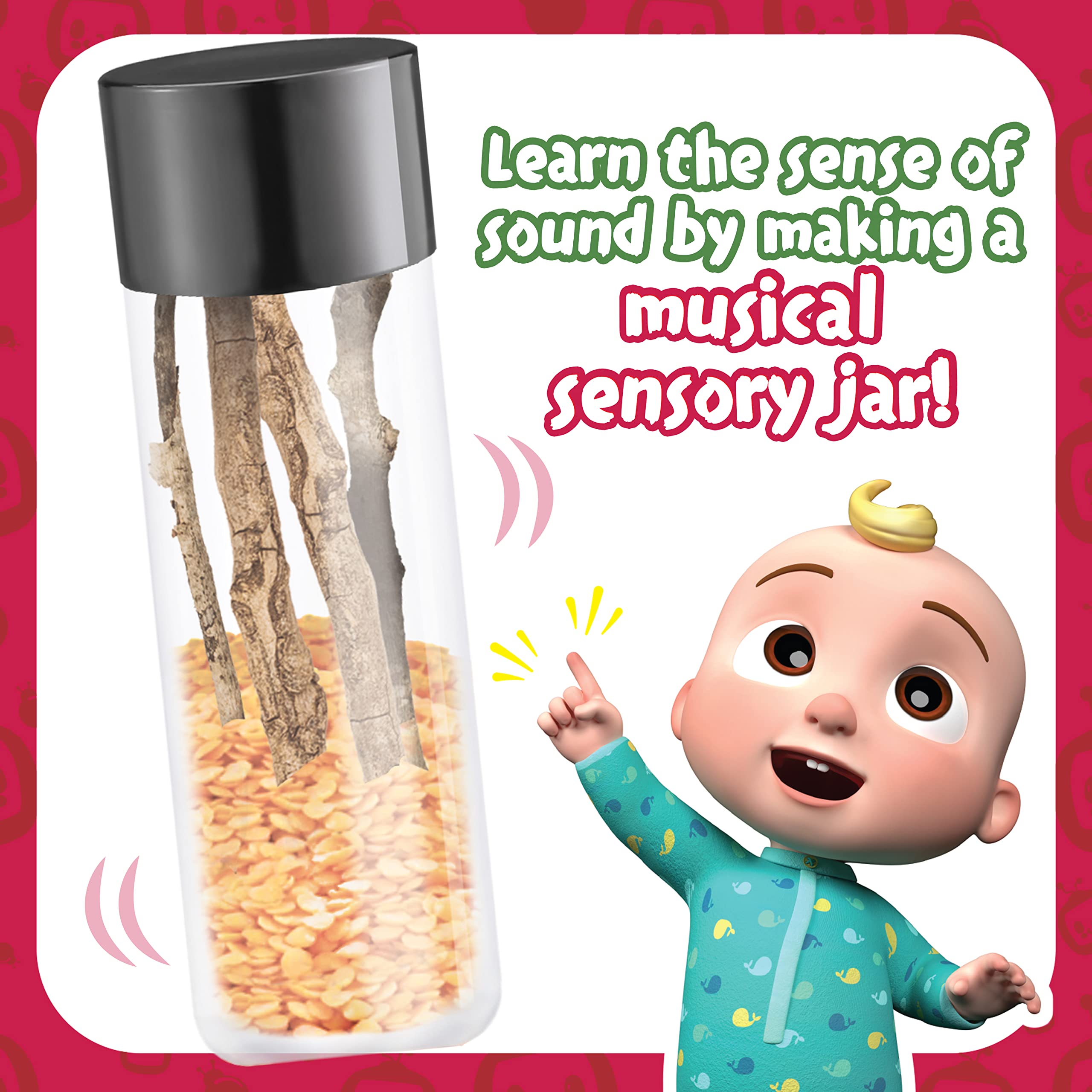 Cocomelon Kids Sensory Science Kit - 5 Fun STEM Learning Experiments with Scented Play Dough, Textured Sensory Balls & Magnifying Glass - Perfect for Preschool Learning, Birthday Gifts & Classroom Activities