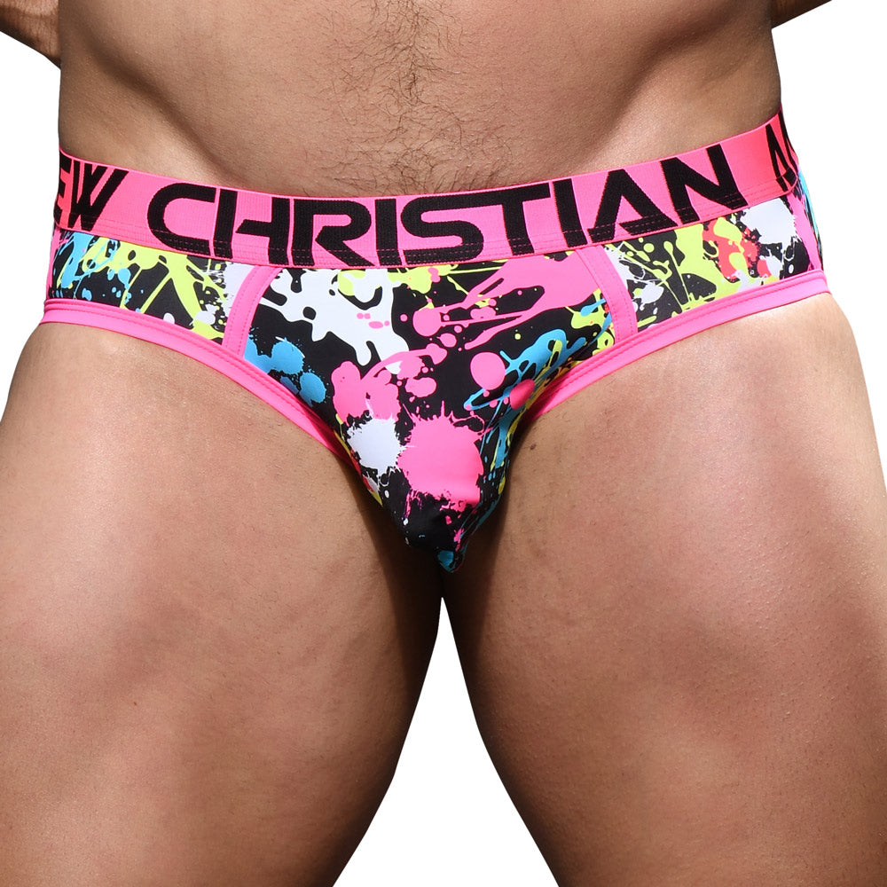 Andrew Christian Almost Naked Splatter Brief - Ultra Soft Men's Underwear with Bold Print Design | Perfect for Gym, Lounge & Everyday Comfort
