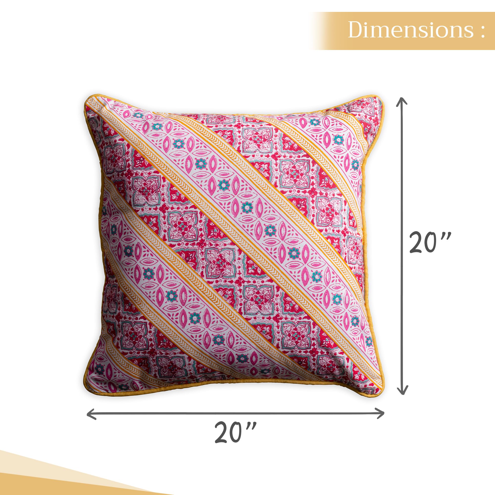 Maison d'Hermine 20x20 Inch Decorative Pillow Covers - 100% Cotton Square Throw Pillow Covers with Hidden Zipper for Sofa, Couch, Bed & Home Decor | Easter Home Accents & Seasonal Decor (Katmandou - Samba Pattern)