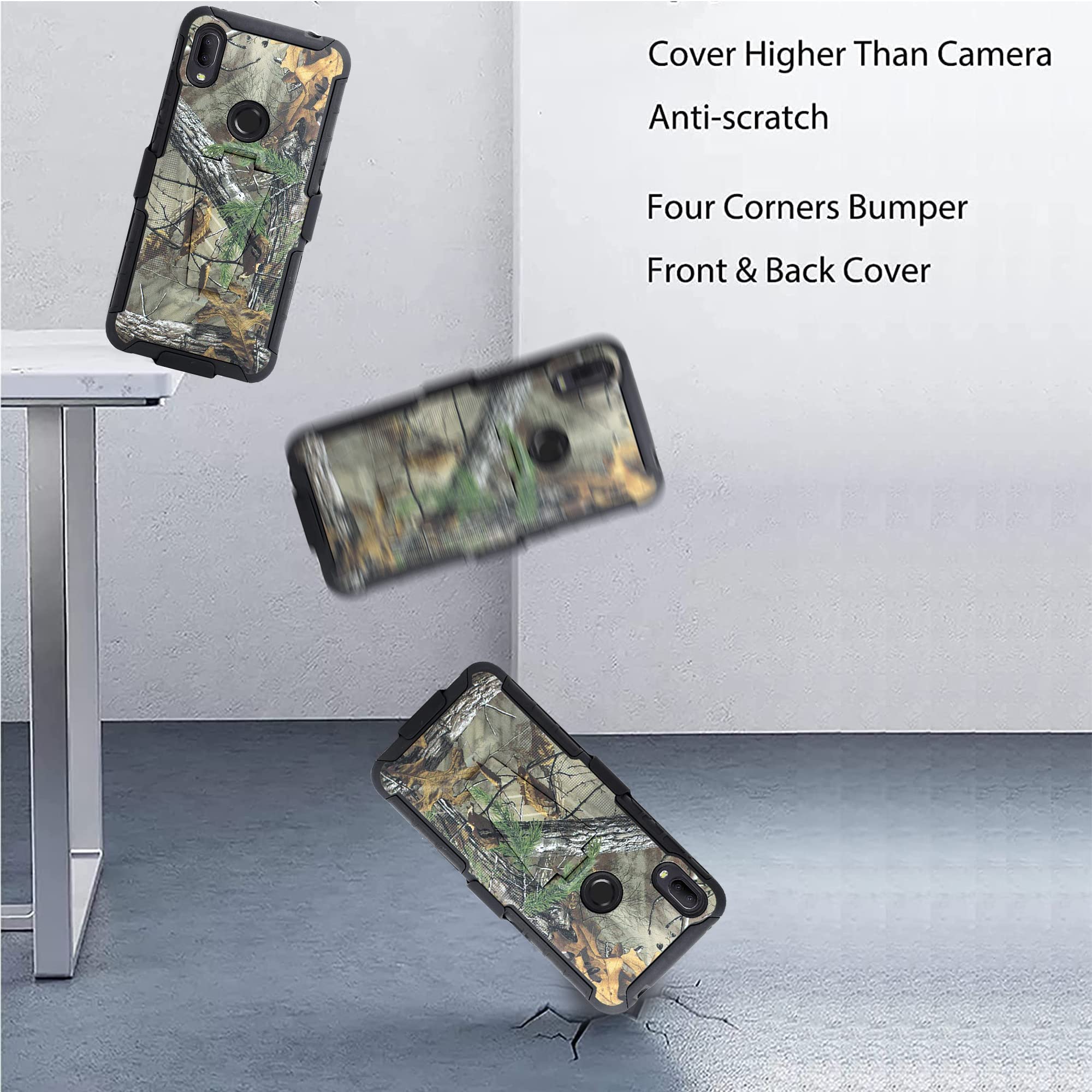 Jitterbug Smart 3 Heavy Duty Shockproof Case with Tempered Glass & Swivel Belt Clip - Camo Holster Cover with Kickstand for Seniors | Perfect for Outdoor Activities, Travel & Everyday Protection