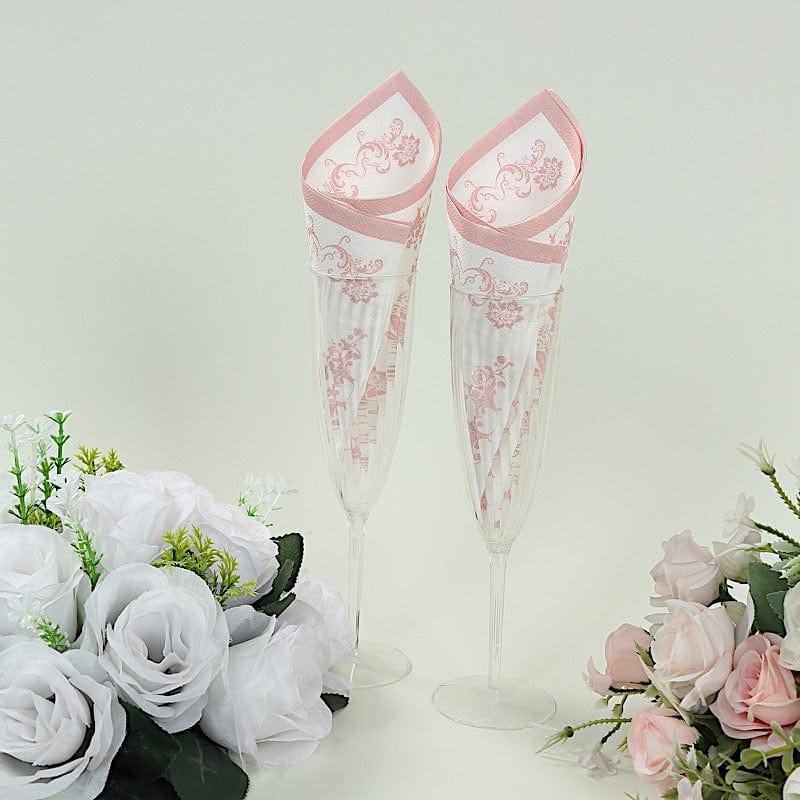 50 Pack French Toile Floral Pattern Cocktail Napkins - Elegant Party Decor for Weddings, Bridal Showers & Dinner Parties