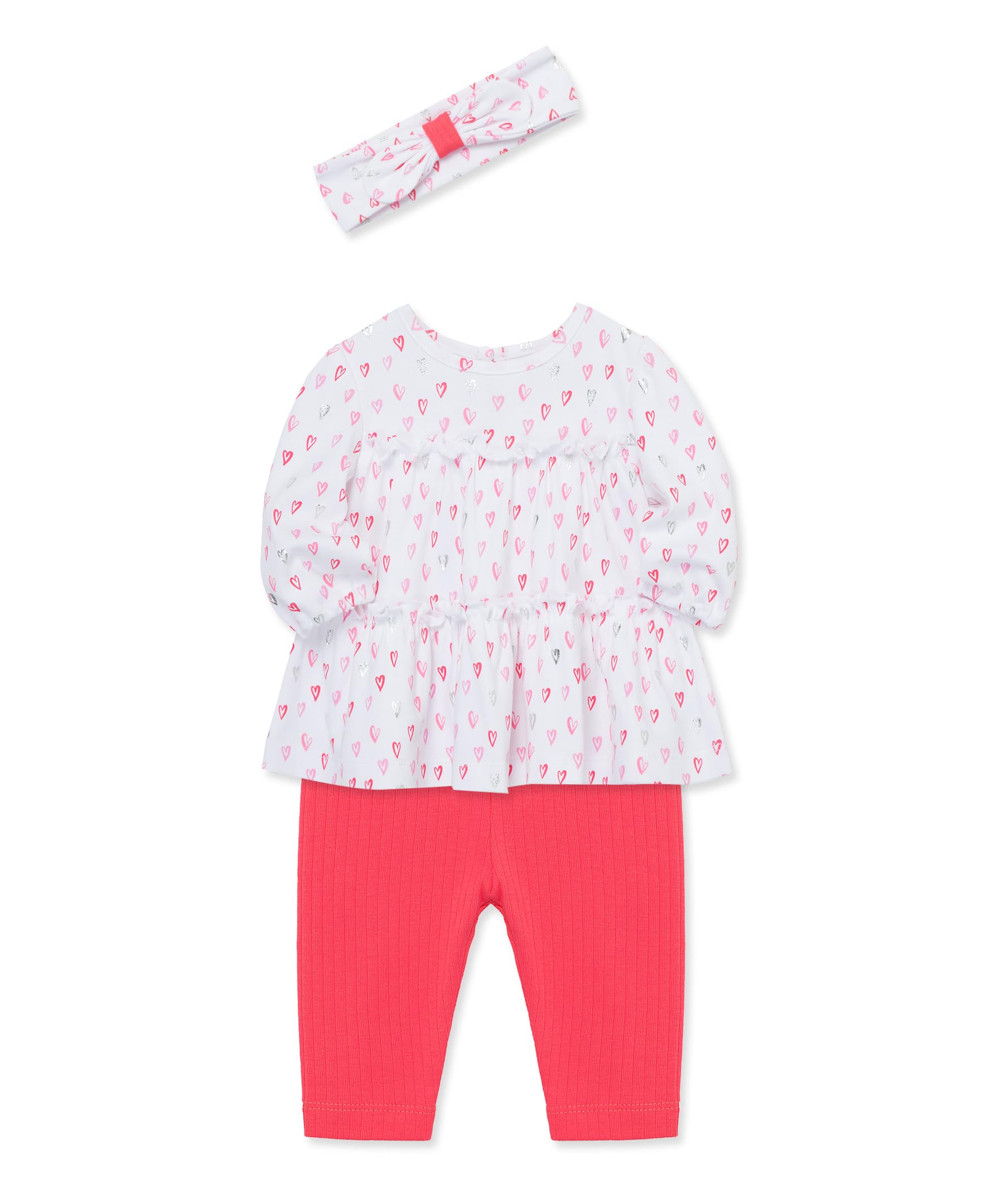 Little Me Simply Essential Solids 100% Organic Cotton Baby Girl Outfit Set - 3-Piece Tunic, Pants & Headband (3-24 Months) | Soft & Comfortable for Playtime, Outings & Photo Shoots