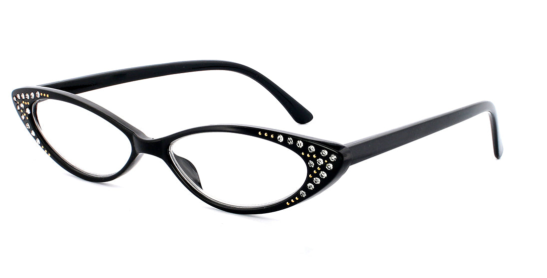 Enchanting Jeweled Cat Eye Reading Glasses RD RH3211 Black/Silver - Stylish & Comfortable Eyewear for Reading, Work, and Fashion Accessories