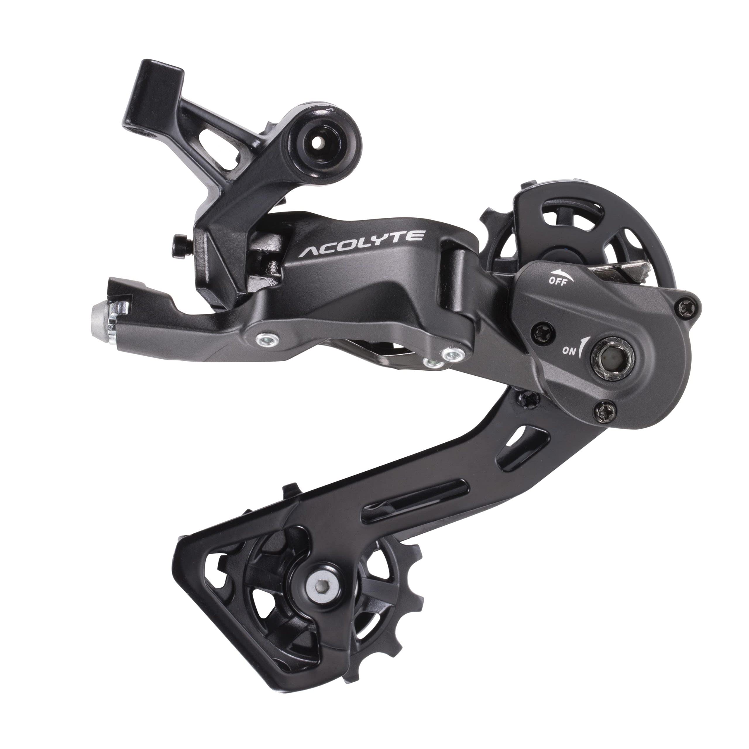 MicroSHIFT Acolyte 8-Speed Rear Derailleur - Medium Cage with Spring Lock Chain Retention - Perfect for Mountain Bikes and Road Cycling