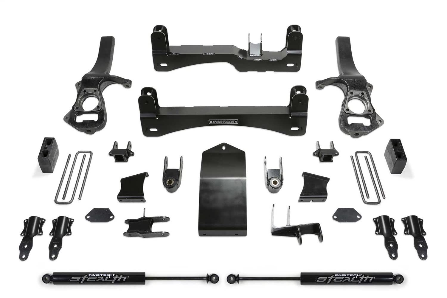 Fabtech K1132M 6-Inch Basic Lift System with Shocks - Includes Front Shock Extensions & Rear Stealth Shocks | Perfect for Jeep Wrangler & Off-Road Truck Suspension Upgrades