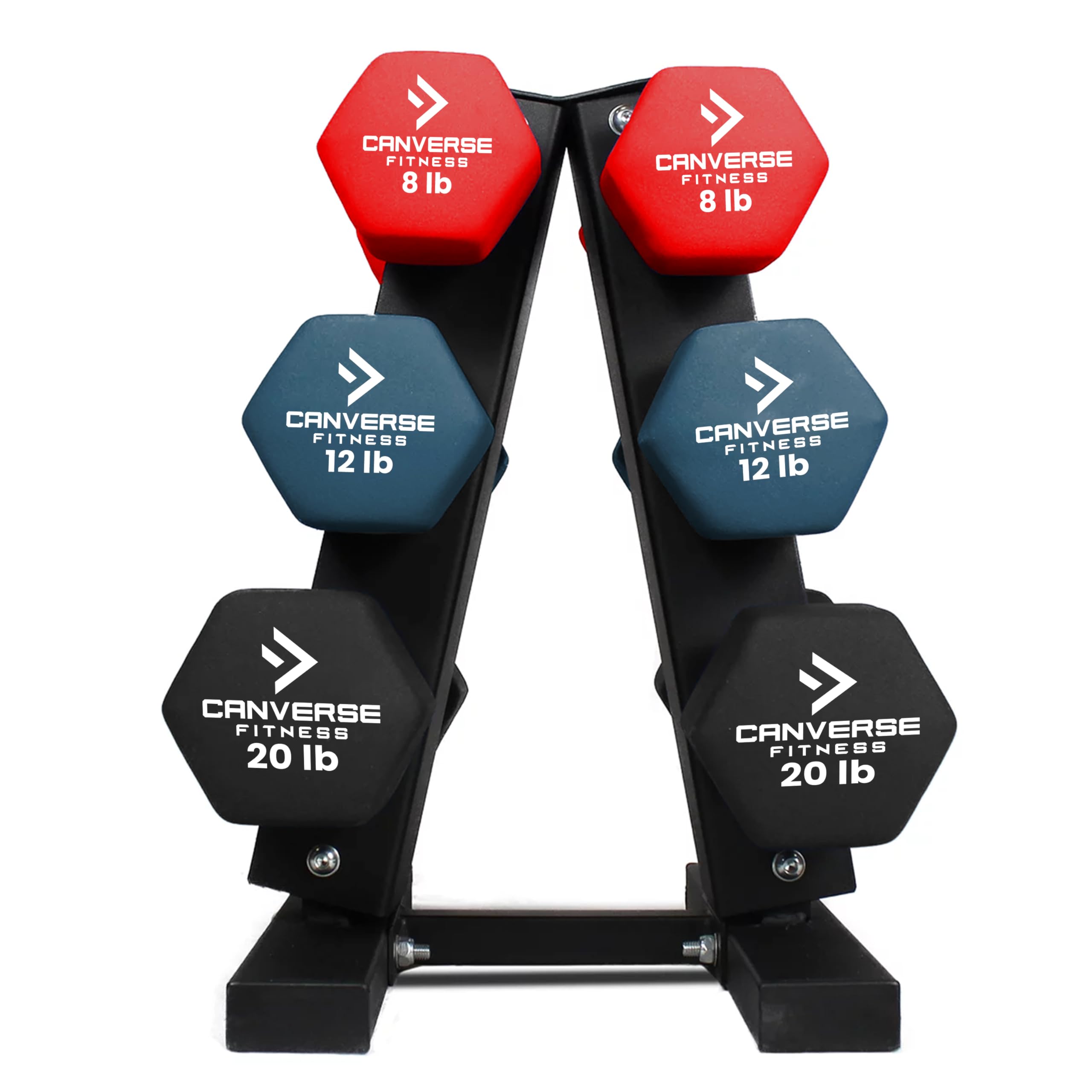 Non-Slip Hex Dumbbell Set with Storage Rack - Neoprene Coated Workout Weights for Men & Women - Perfect for Home Gym, Strength Training & Fitness Exercises