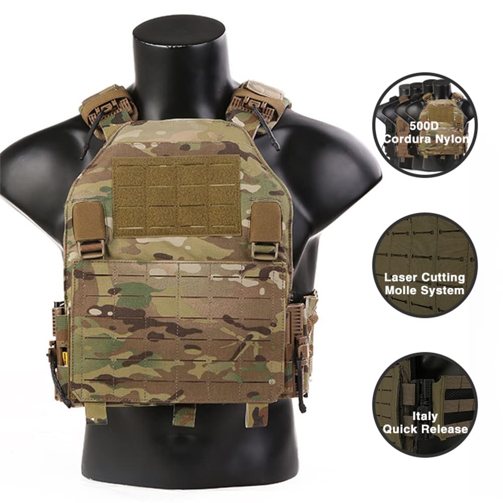 EmersonGear LAVC Assault Plate Carrier with ROC, Quick Release Tactical Military Airsoft Paintball Vest - MOLLE Expandable Design for Airsoft, Paintball & Tactical Training