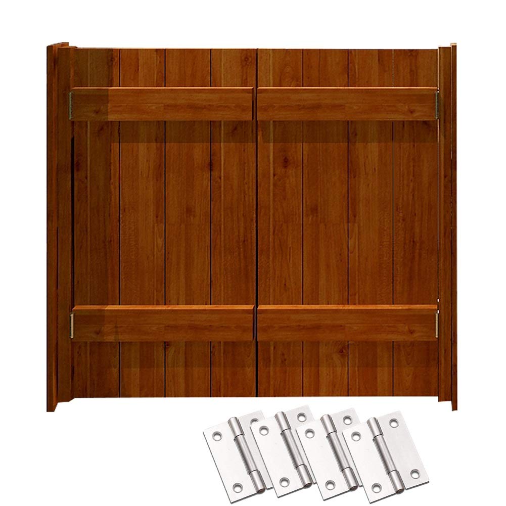 Premade Wooden Swing Door - 1.4cm Thick Saloon & Cafe Doors with Spring Hinge | Two-Way Action Wood Partition Screen (75x70cm, Brown) | Perfect for Restaurants, Bars, Home Decor & Room Dividers