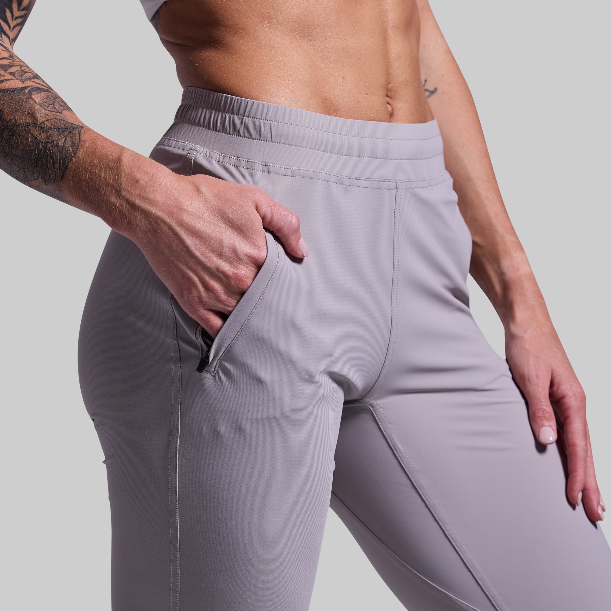 Women's High-Waisted Performance Jogger Pants - Moisture Wicking, Stretch Yoga Workout Pants for Running, Gym & Lounge (Paloma Grey)