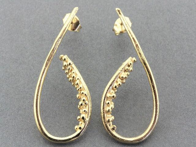 Beaded Teardrop Earrings - Gold Over Silver Dangle Earrings for Women | Elegant Jewelry for Parties, Weddings & Special Occasions