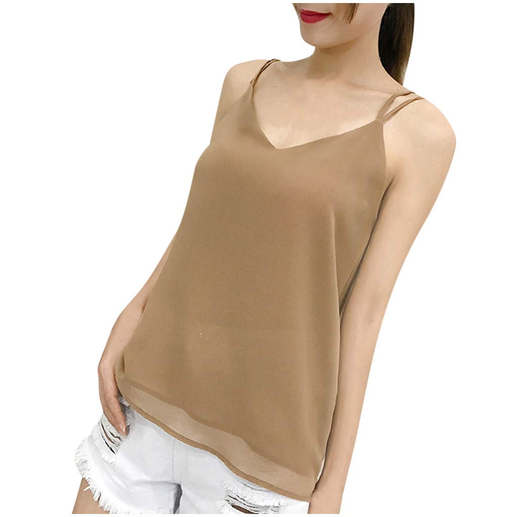 Women's Sleeveless Chiffon Cotton Sleep Tops - Slim Fit V-Neck Camisole Vest for Casual Wear & Lounge | Perfect for Summer Nights, Home Relaxation, and Layering Under Cardigans