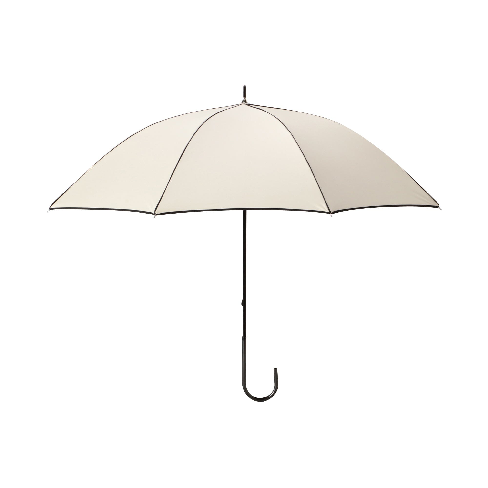 50cm Beige Blackout Piping Long Umbrella - Sun Protection & Rain Shield for Outdoor Activities, Beach, Hiking, and Daily Commute