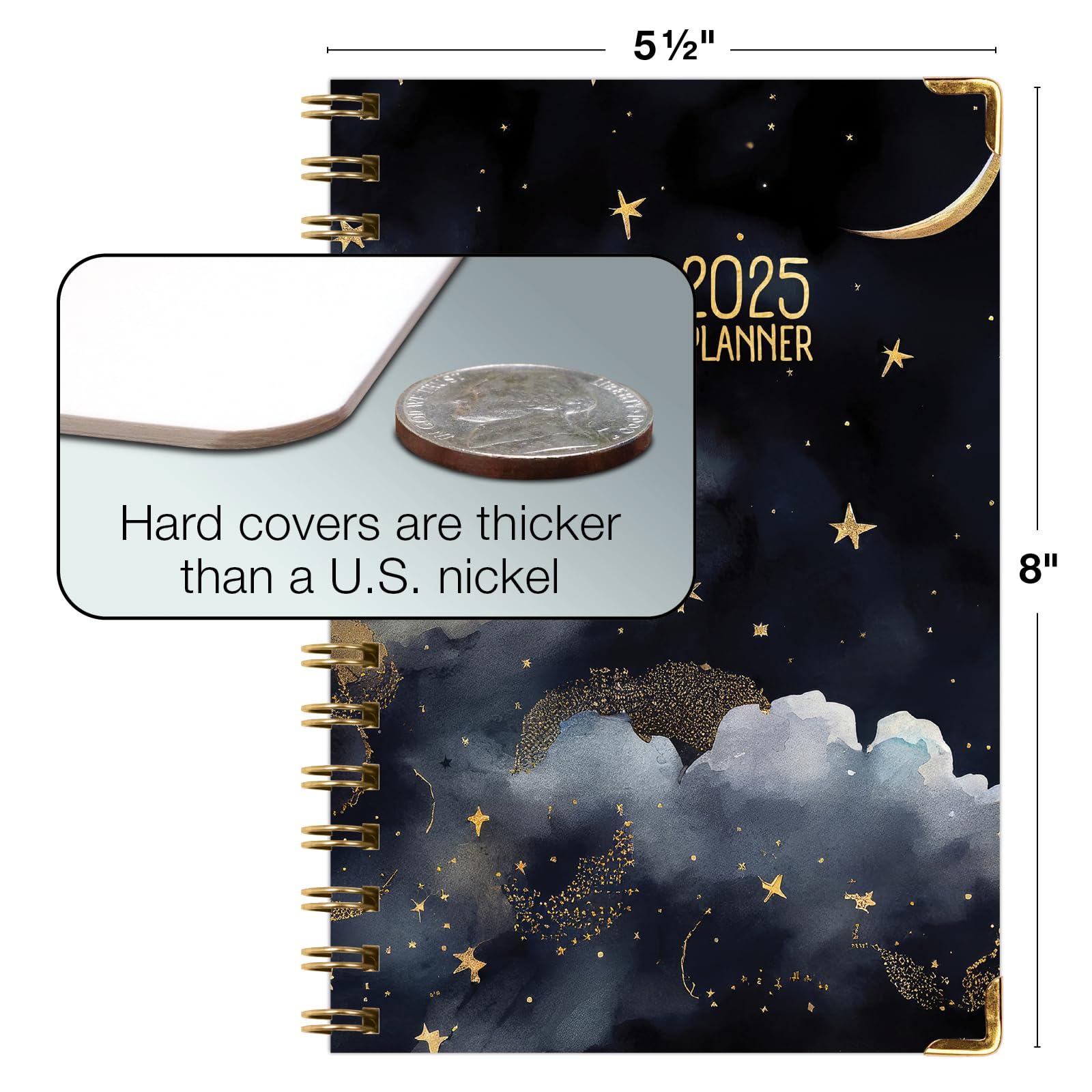 2024-2025 Academic Planner Hardcover - June 2024 to July 2025 Daily Weekly Monthly Organizer with Bookmark, Pocket Folder & Sticky Notes (5.5