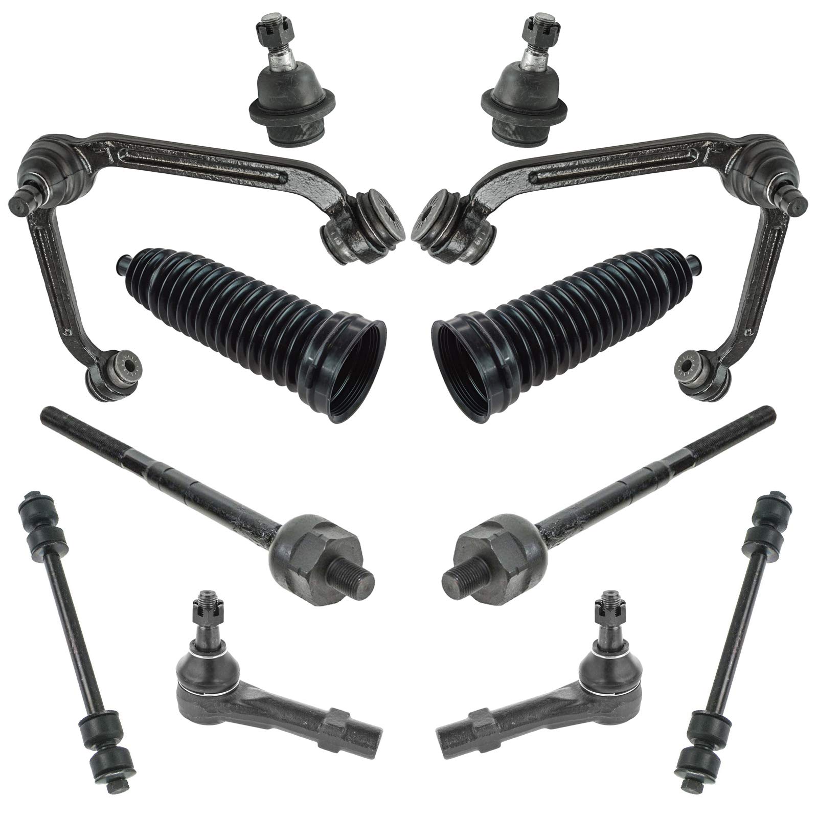 TRQ Front Steering & Suspension Kit - Ball Joint, Control Arm, Rack & Pinion, Sway Bar Link, Tie Rod - Compatible with Ford, Mazda, Mercury - Perfect for Smooth Ride & Vehicle Maintenance