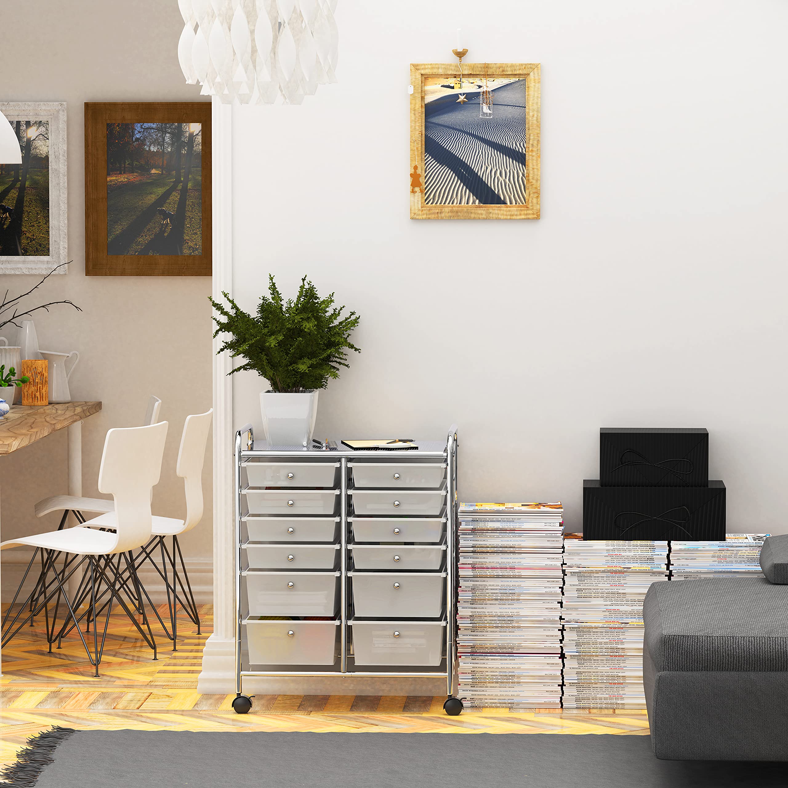 12-Drawer Rolling Utility Cart - Mobile Storage Organizer for Art, Craft & Office Supplies - Perfect for Home, Studio & Classroom Organization