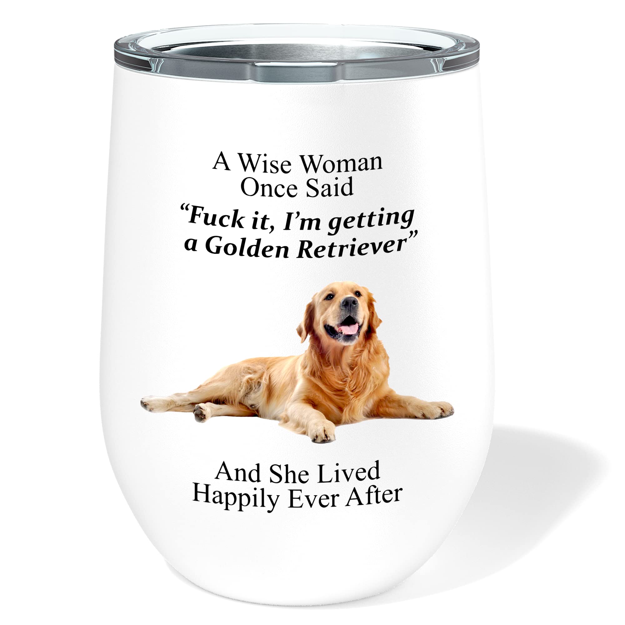 Funny Golden Retriever Wine Tumbler - 12oz Insulated Travel Wine Glass for Women, Best Gift for Dog Lovers - Perfect for Picnics, Parties & Relaxing at Home