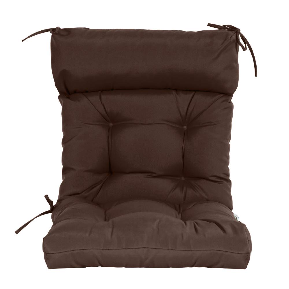 QILLOWAY High Back Chair Cushions - 4 Pack Tufted Indoor/Outdoor Replacement Cushions in Coffee Brown - Perfect for Patio, Garden, Dining Room & Office Chairs