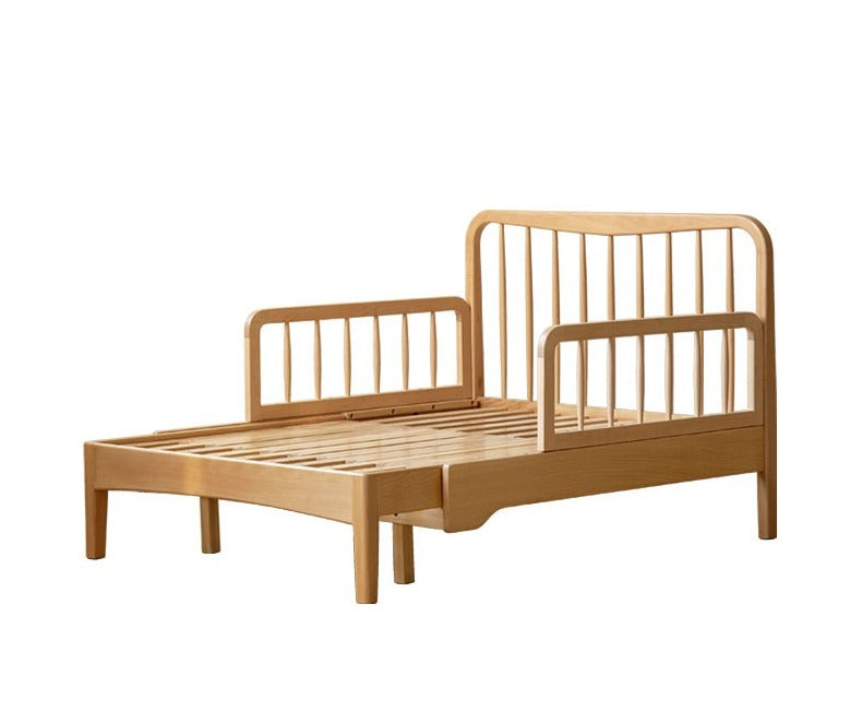 Solid Wood Whispering Telescopic Bed - Beech & Oak - Expandable Bed Frame for Small Spaces, Guest Rooms & Kids' Bedrooms