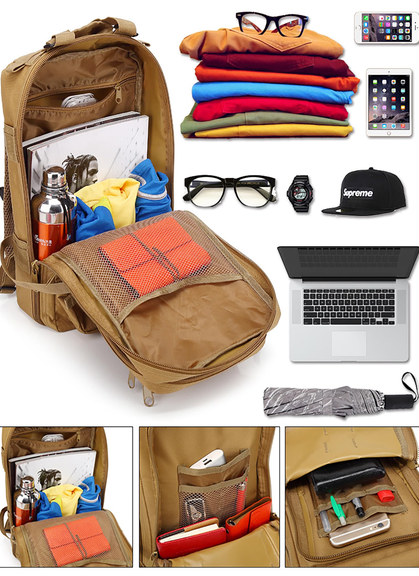 Renil 25L Tactical Backpack for Men - Waterproof Military Molle Rucksack with Assault Design - Perfect for Hiking, Camping, Travel & Outdoor Adventures